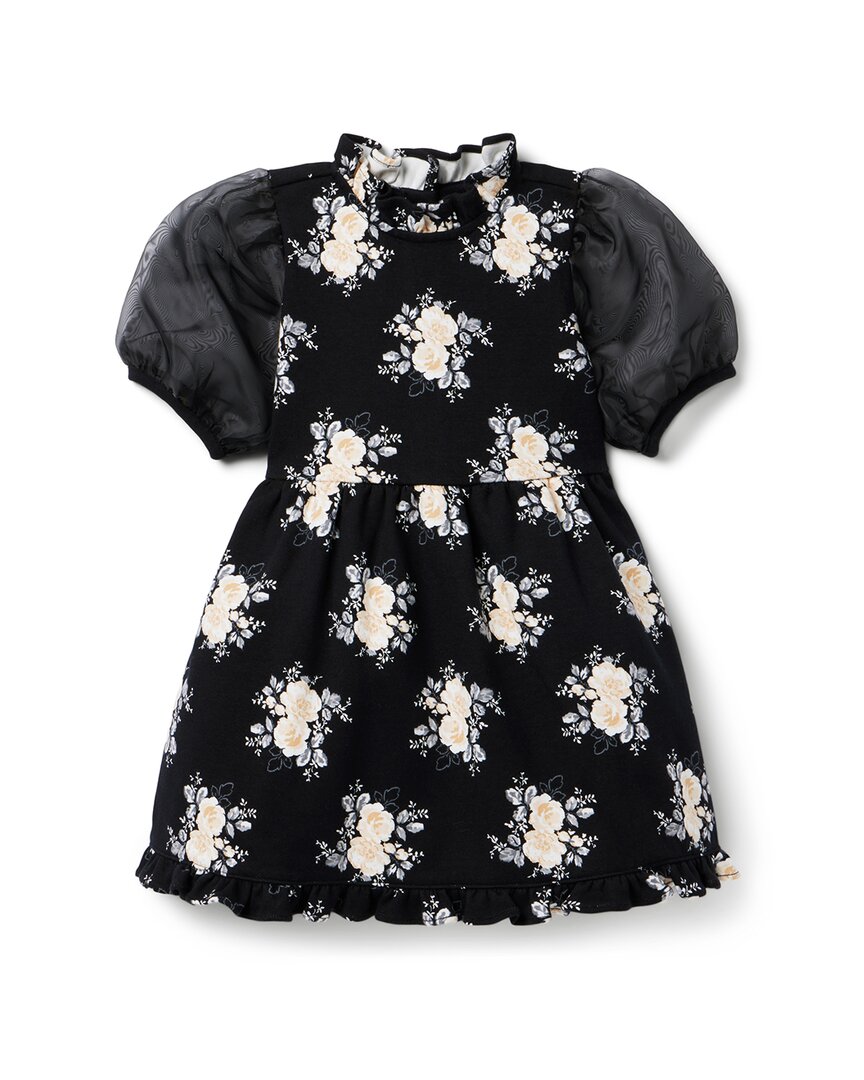 Janie and Jack Floral Puff Sleeve Ponte Dress