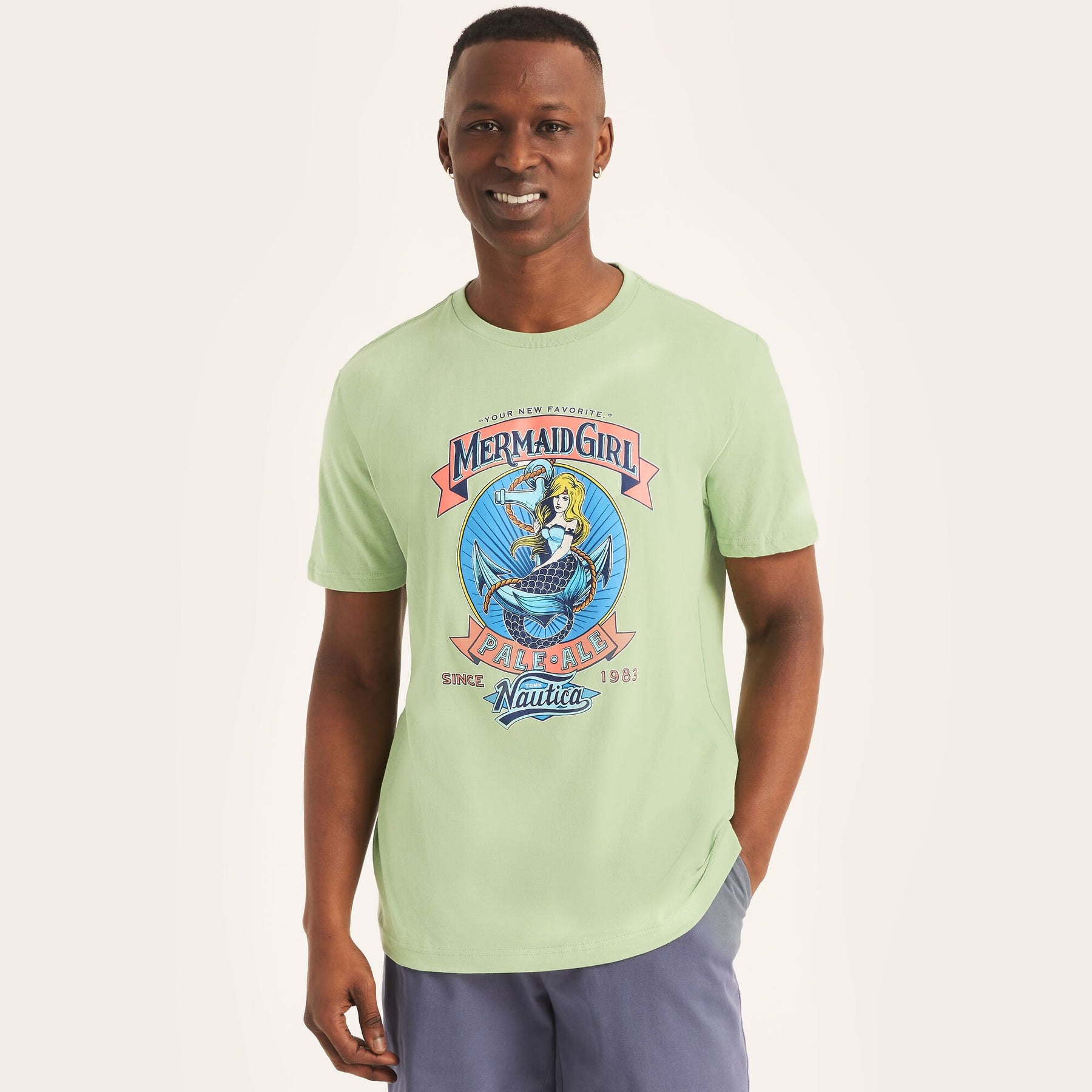 Nautica Mens Mermaid Girl Graphic T-Shirt