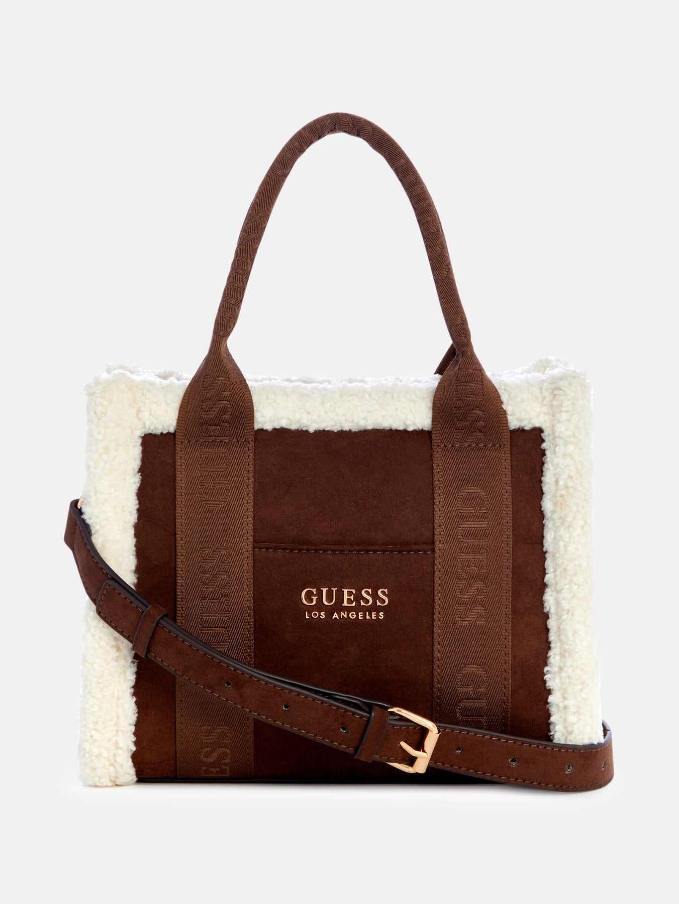 Biscoe Suede Shearling Trim Carryall