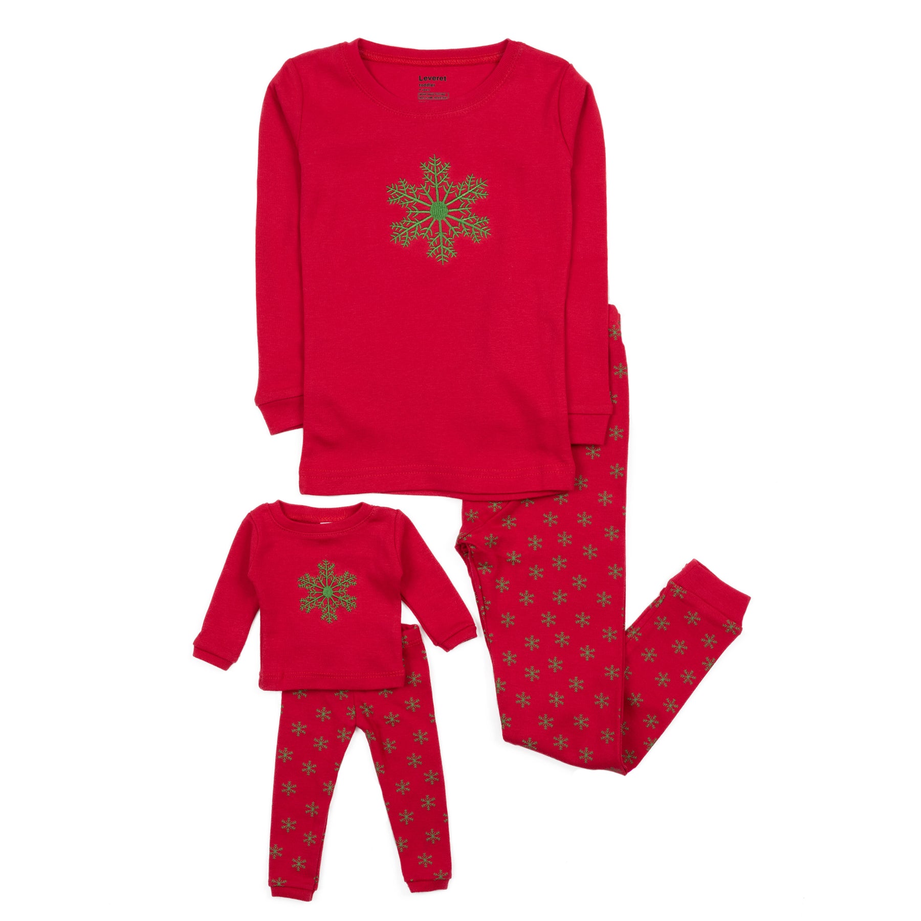 Christmas Girls and Matching Doll Cotton Pajamas Snowflake