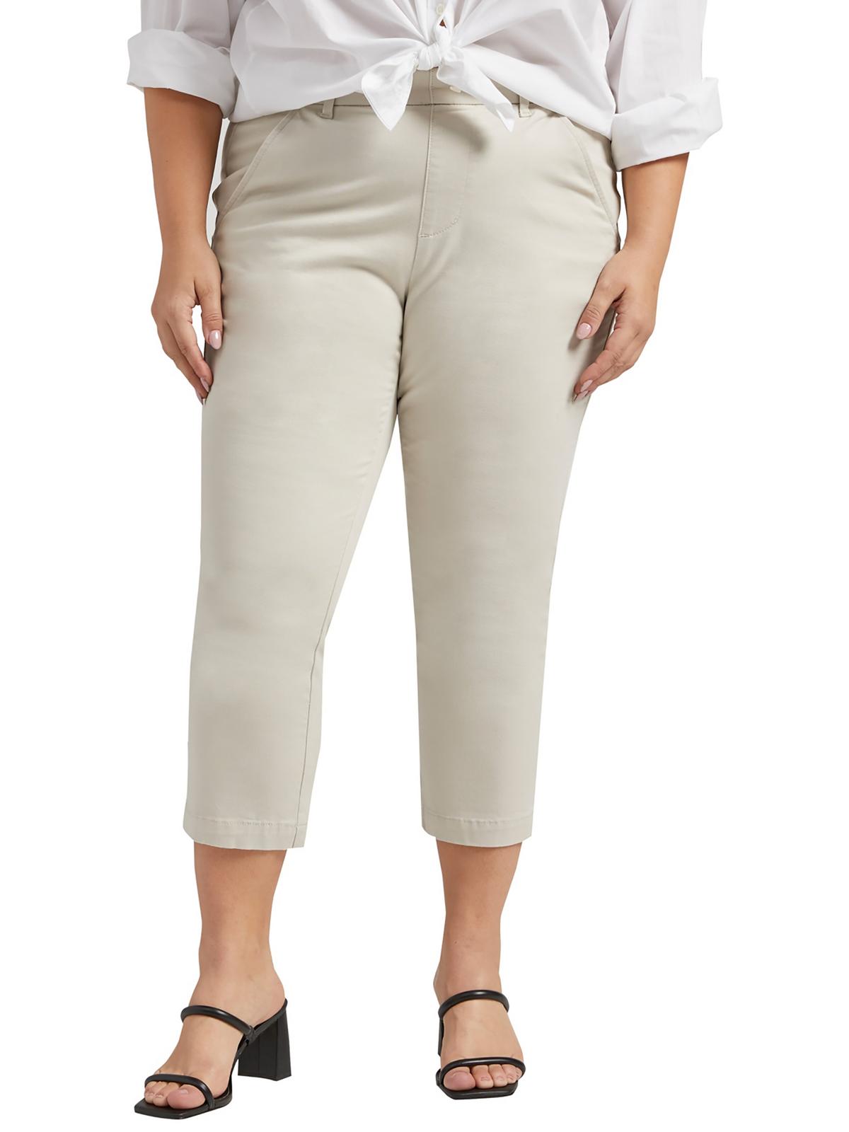 Plus Womens Mid Rise Cotton Capri Jeans