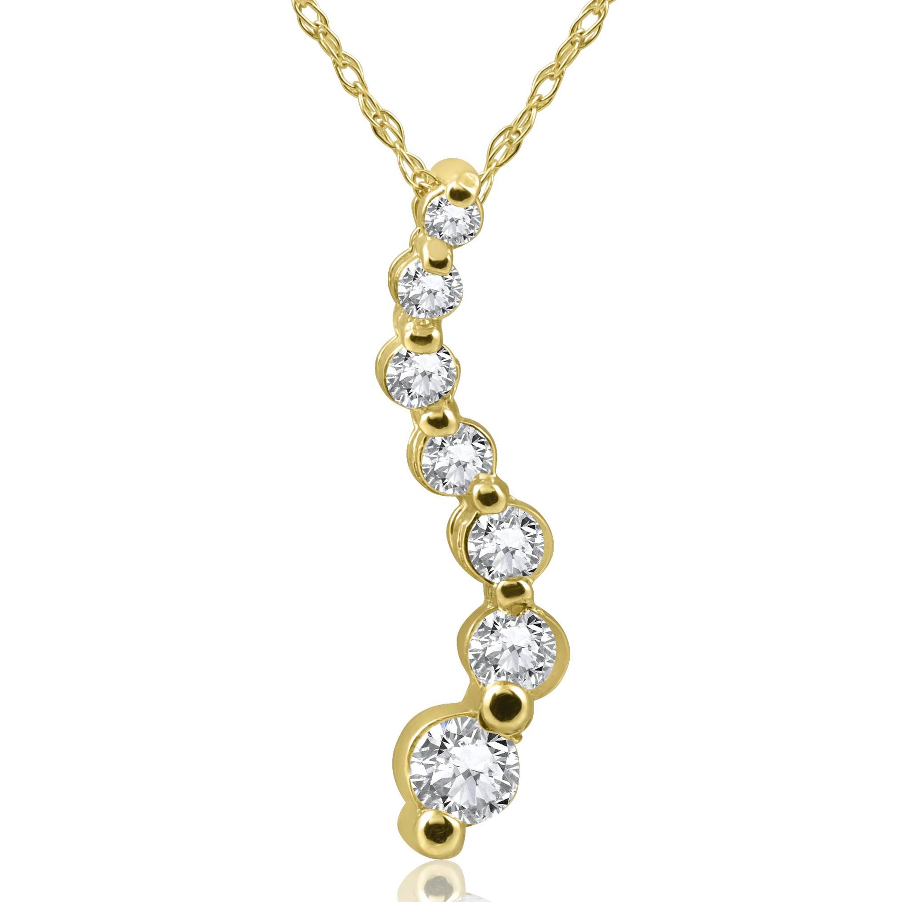 1/2ct Diamond Journey Pendant Necklace 14K Yellow Gold