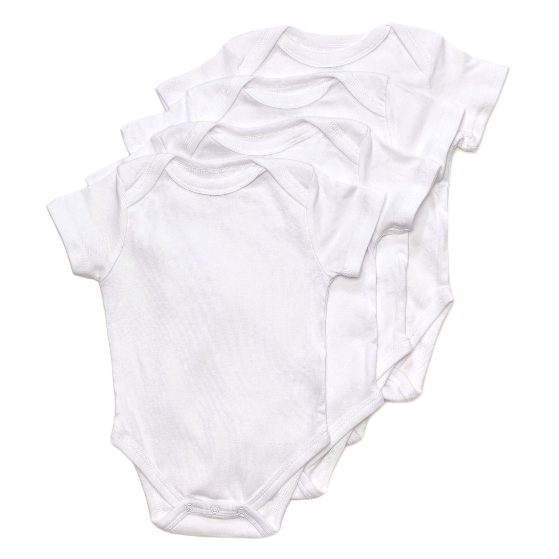 Baby Four Pack Short Sleeve White Bodysuits
