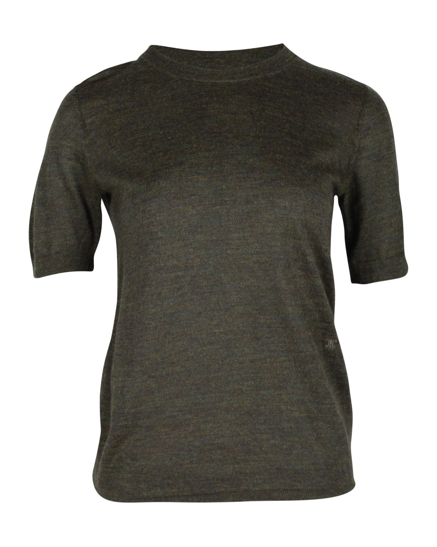 Celine Short-Sleeve Knit T-shirt in Green Acrylic and Wool 7703677468732