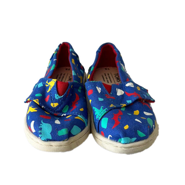 Tom's Boys Blue Dinosaurs Shoes 7805826433084