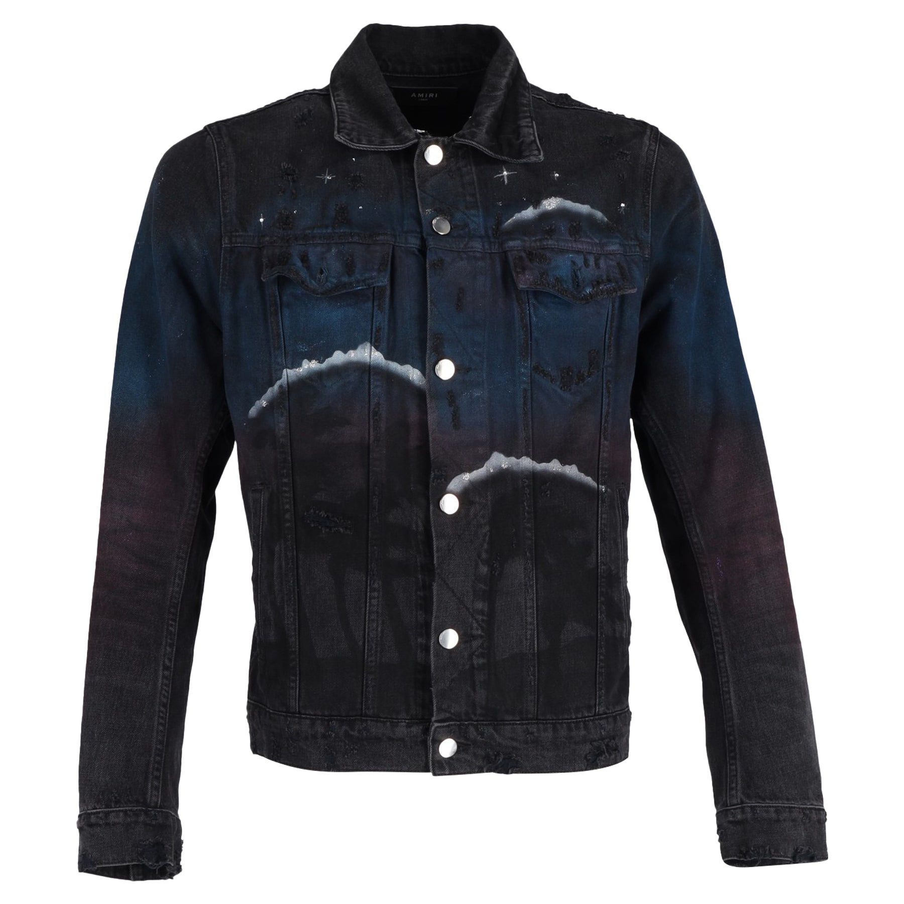 Amiri Airbrush Trucker Jacket in Black Denim 7748675010620