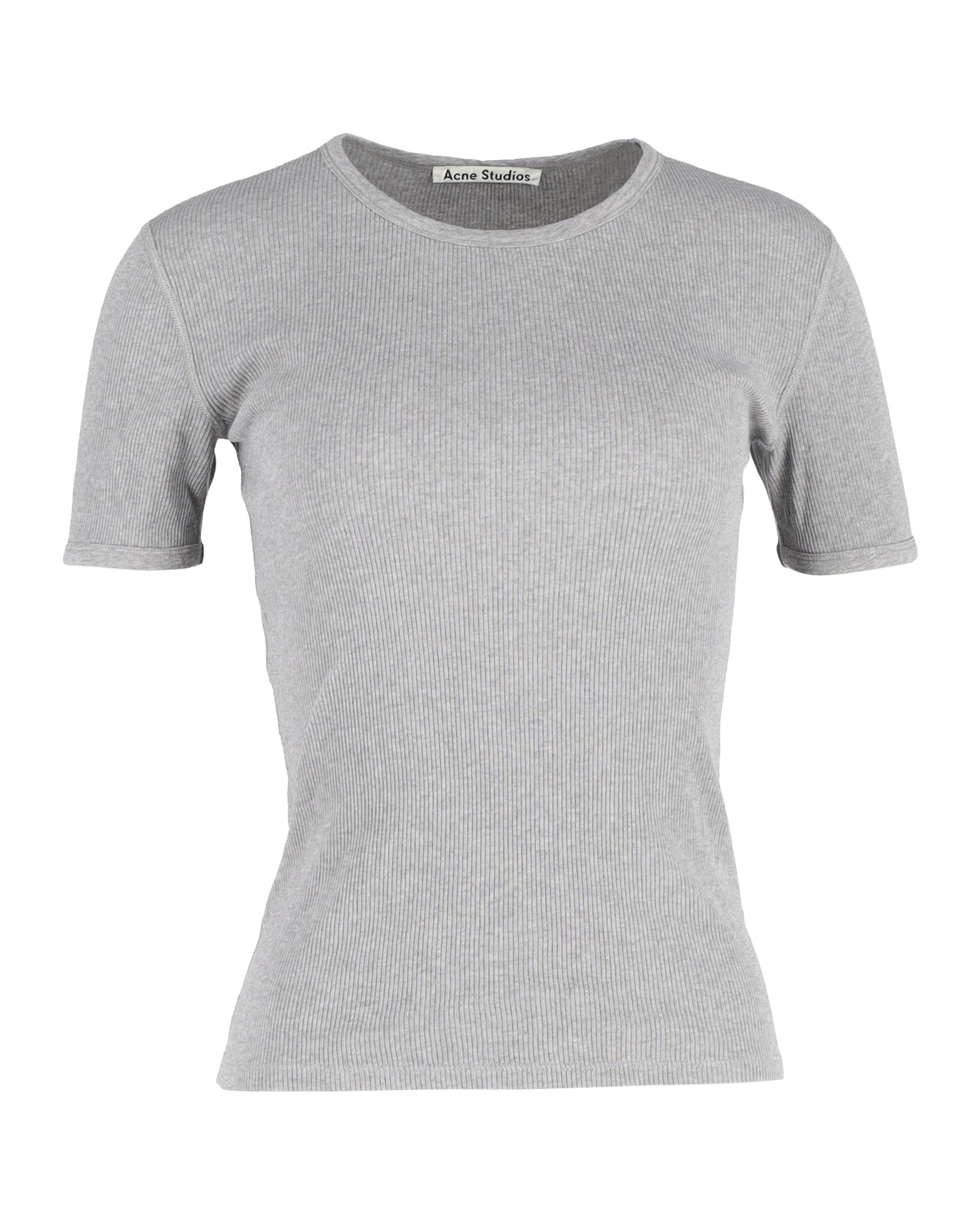 Acne Studios Fitted Ribbed Tee in Grey Cotton
