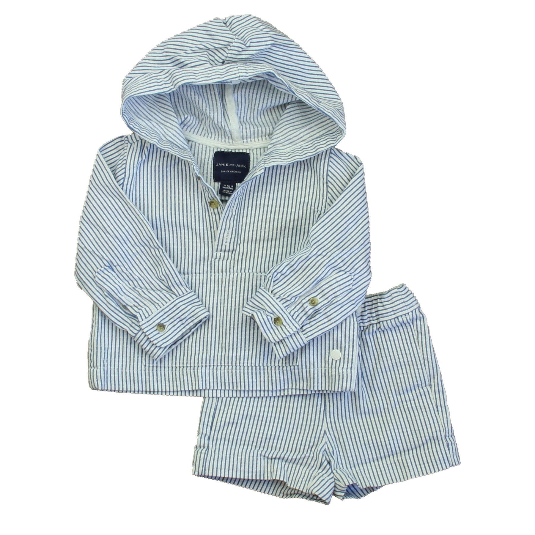 Janie and Jack Boys Blue | White Stripe Apparel Sets 7805824237628