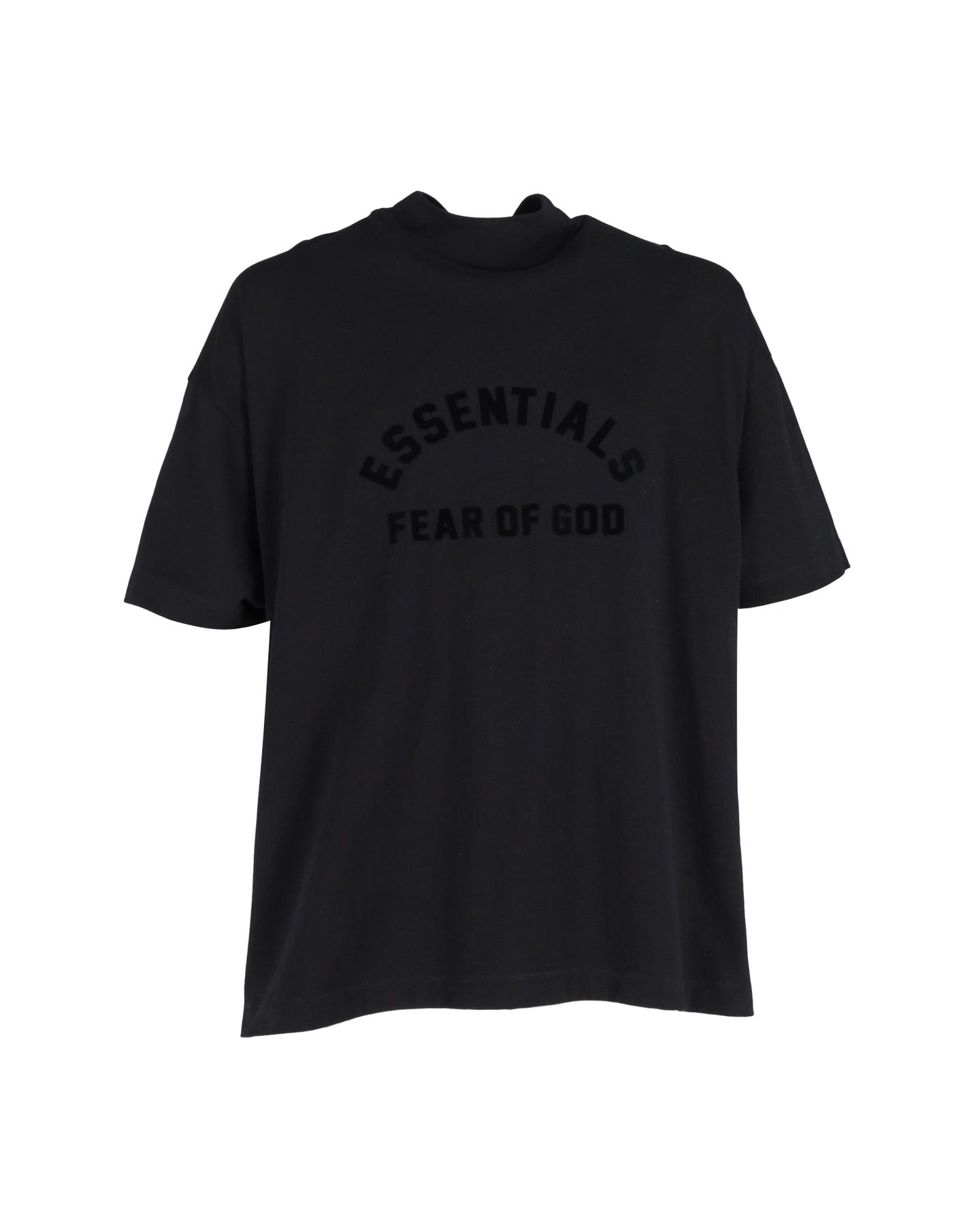 Fear of God Essentials Logo Mock Neck T-Shirt in Black Cotton