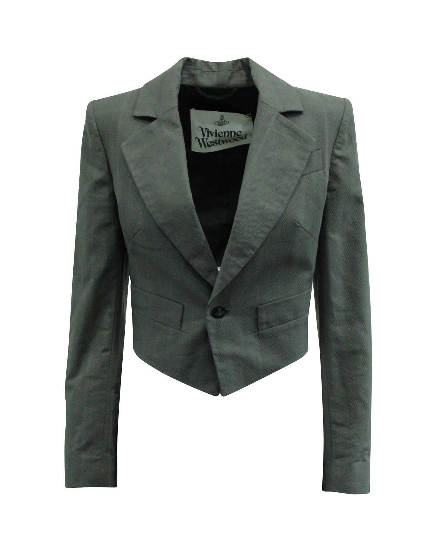 Vivienne Westwood Lou Lou Spencer Cropped Blazer in Grey Wool 7833202819132