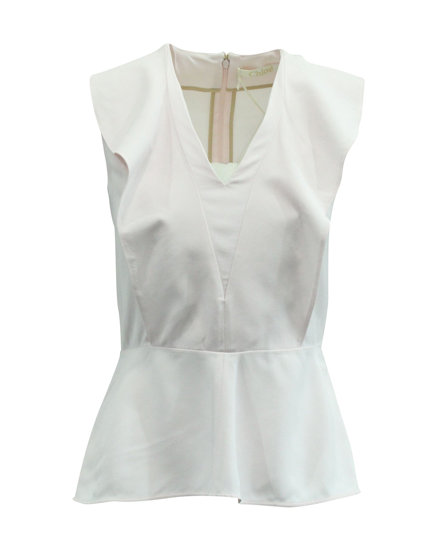 Chloe Peplum Blouse in Pastel Pink Acetate 7833144393788