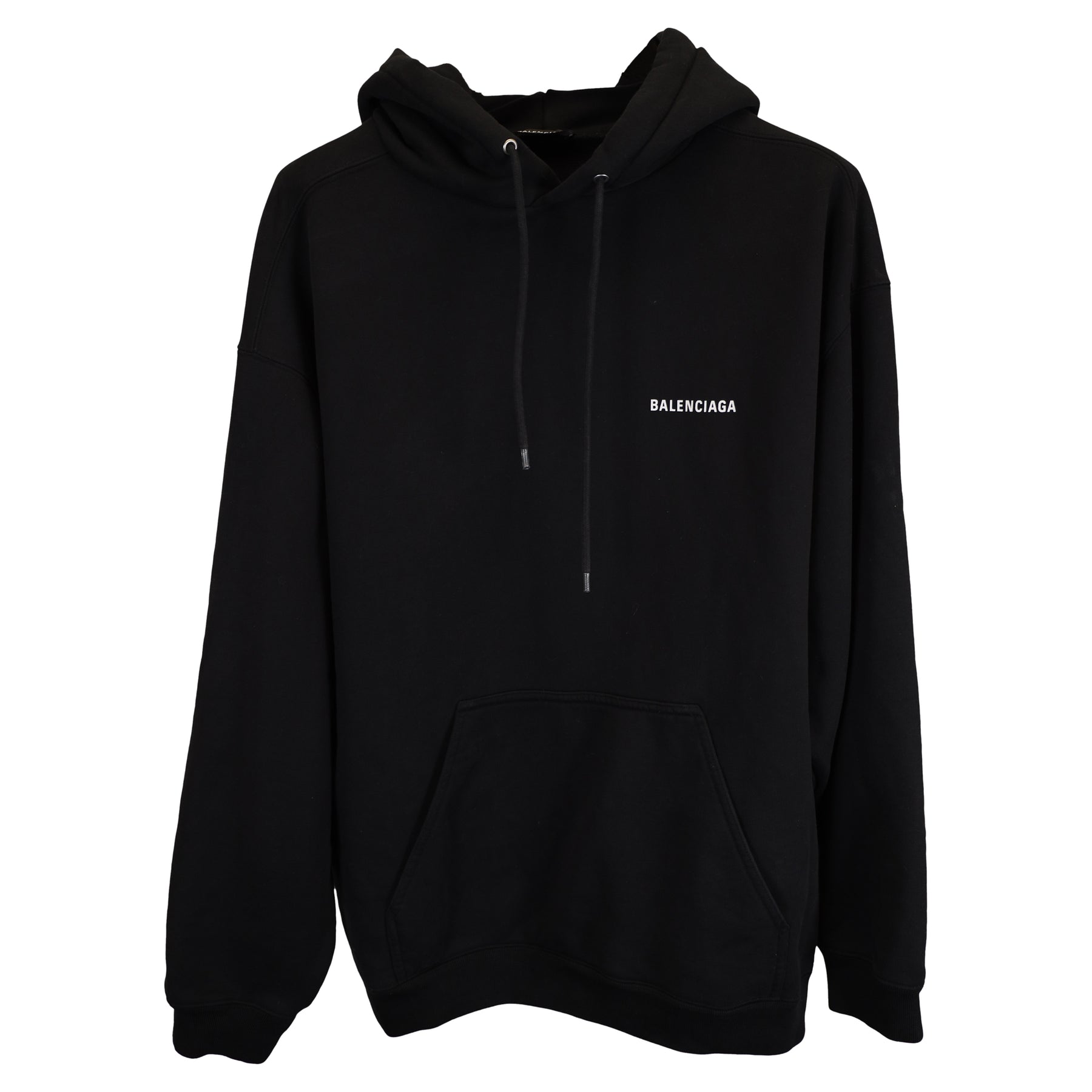 Balenciaga Terry Logo Pullover Hoodie in Black Cotton 7833167003708