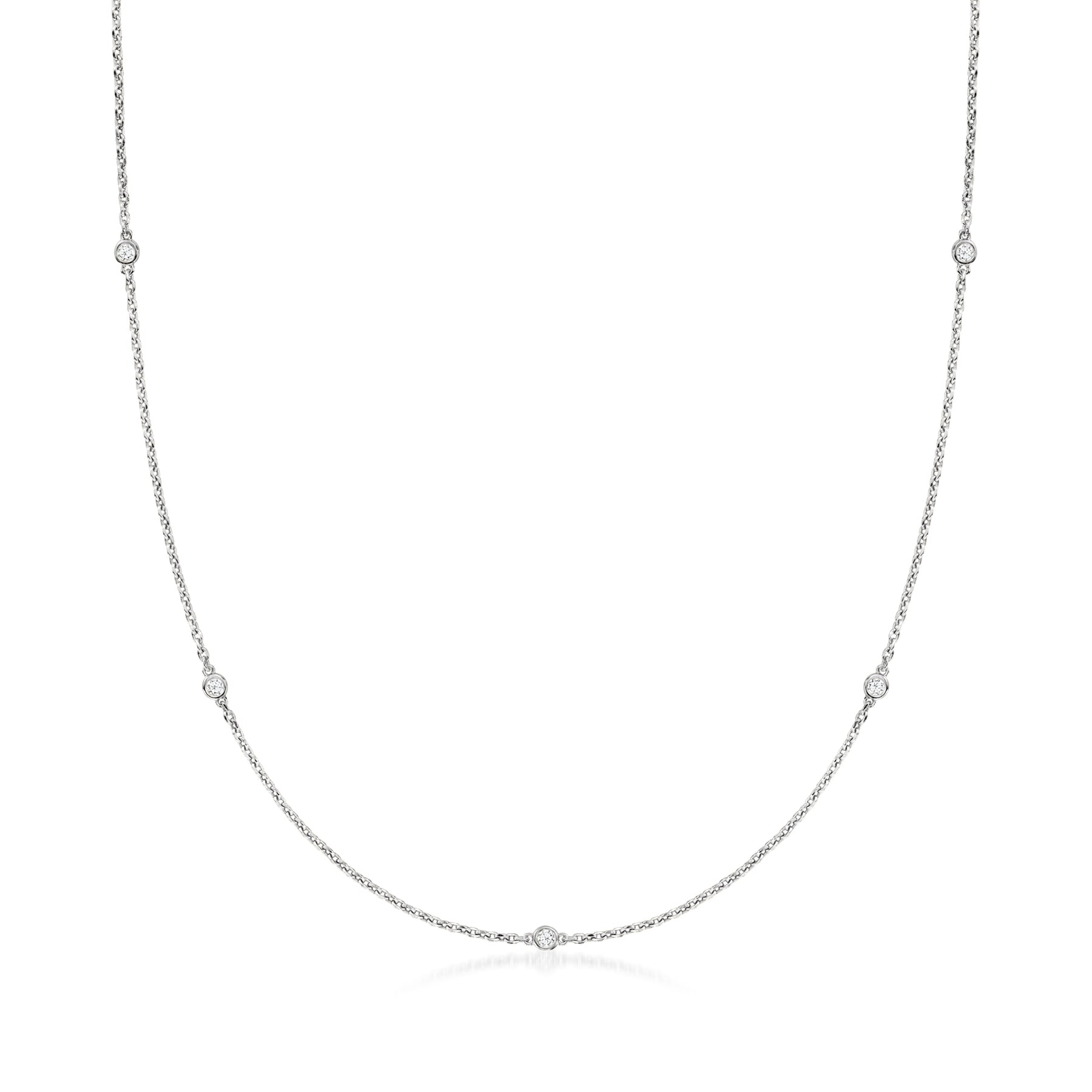 Ross-Simons Lab-Grown Diamond Station Necklace in Sterling Silver 7196146401340