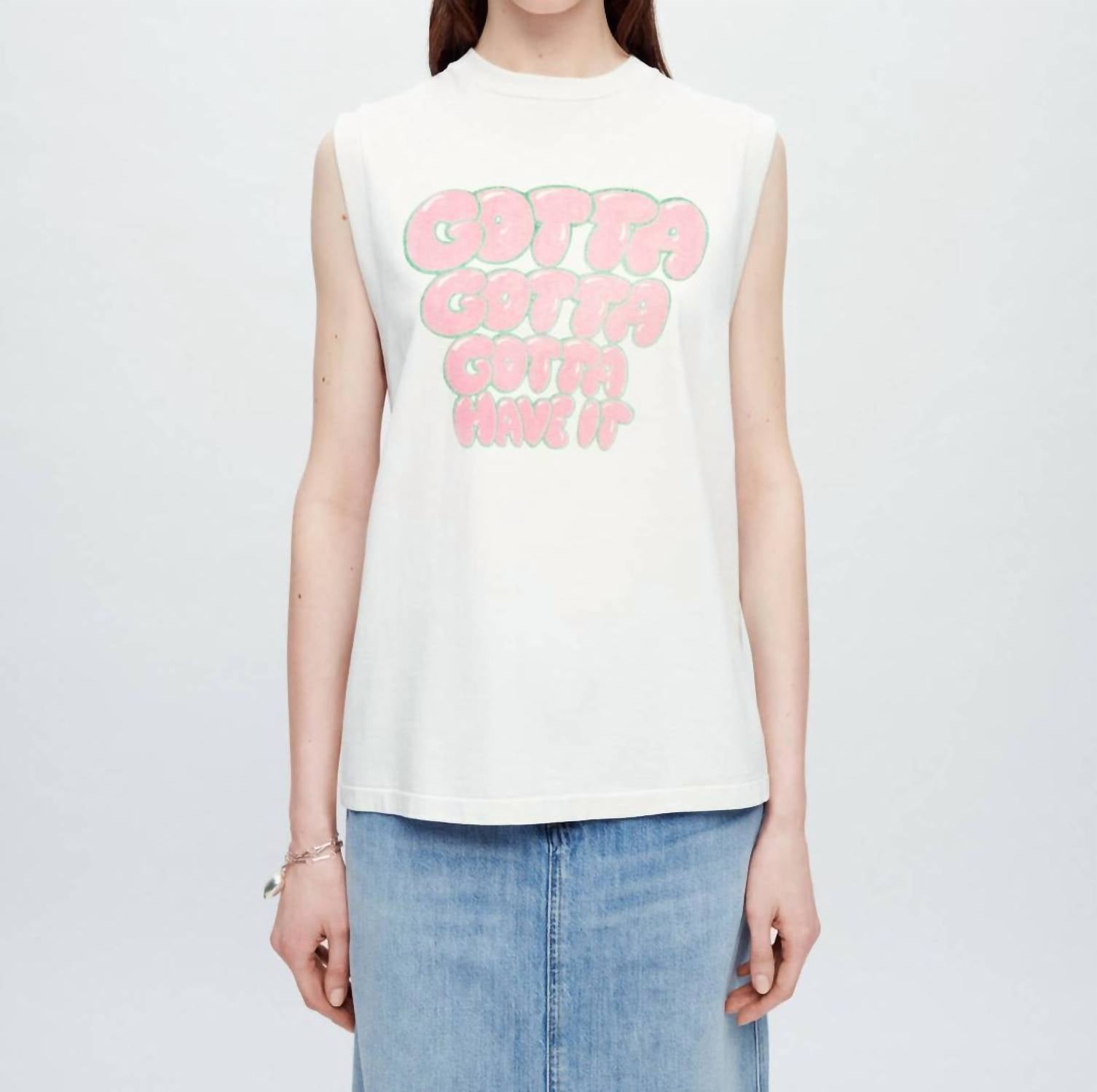 Oversized Muscle Tank Tee In Vintage White