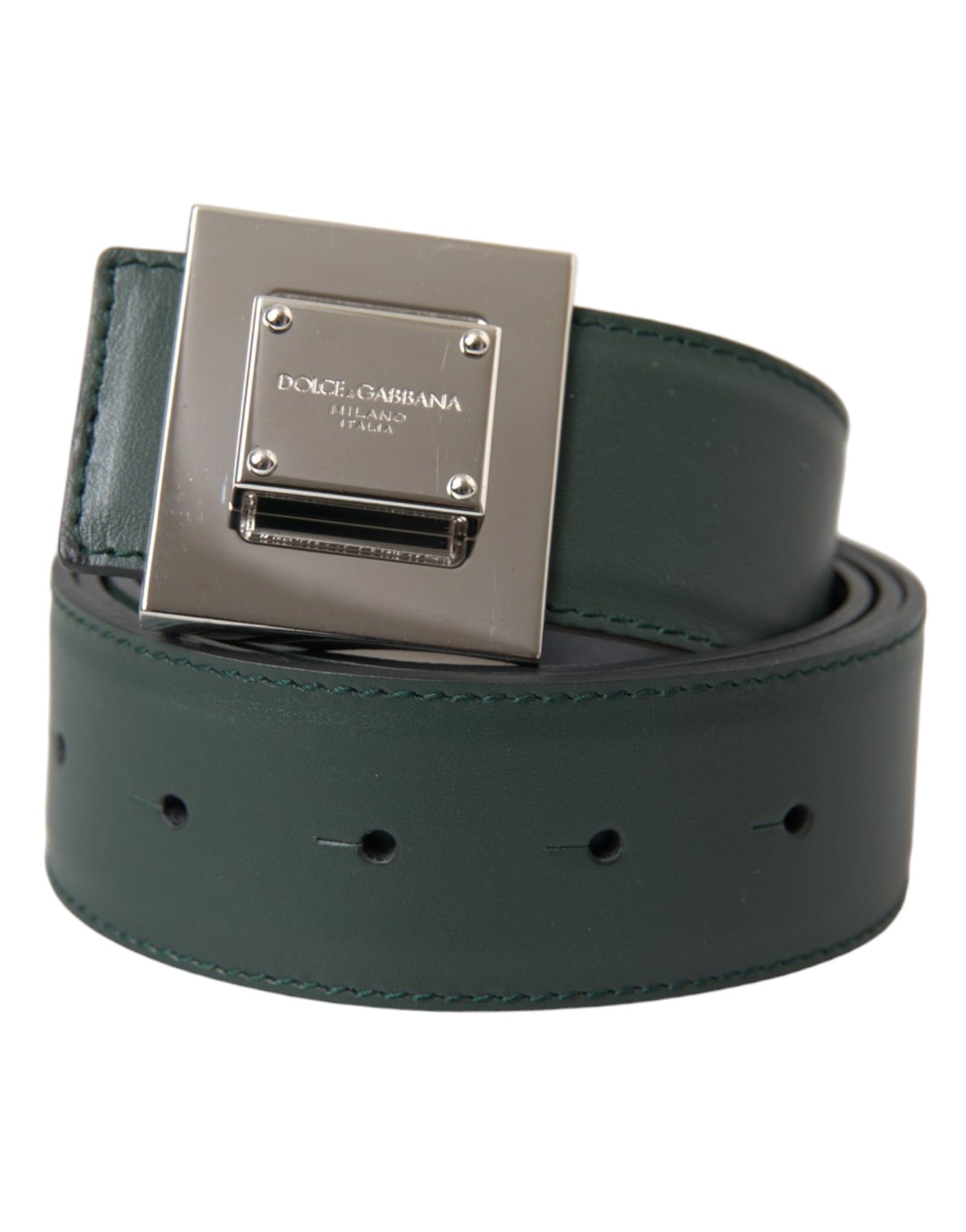 Dolce & Gabbana Calf Leather Square Metal Buckle Women's Belt (Pre-Owned) 7732520255548