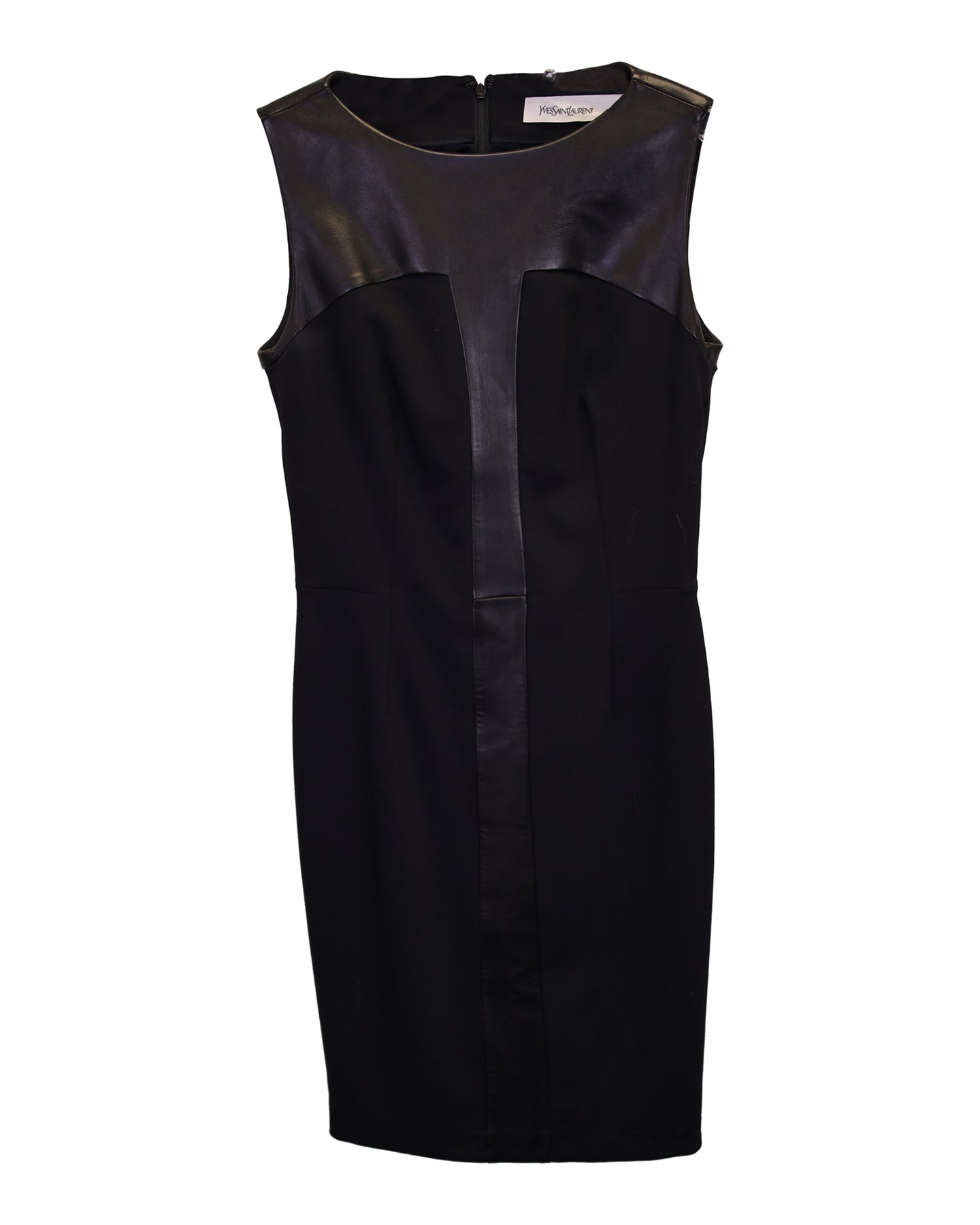Yves Saint Laurent Midi Dress in Black Leather 7748807000124