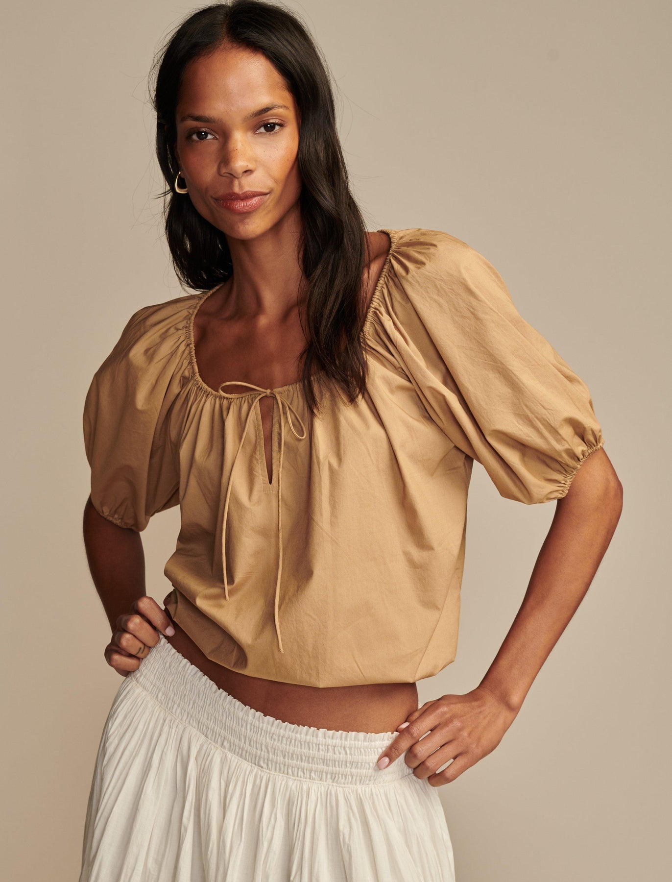 Lucky Brand Women's Gathered Poplin Top 7733546483772