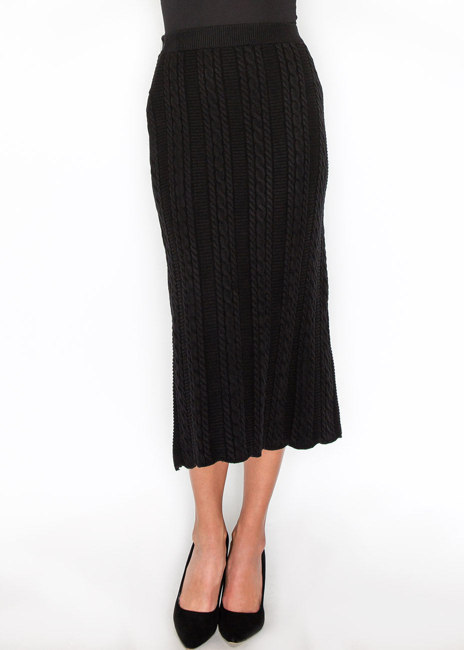 Textured Elegance Cable-Knit Skirt 7832933761084