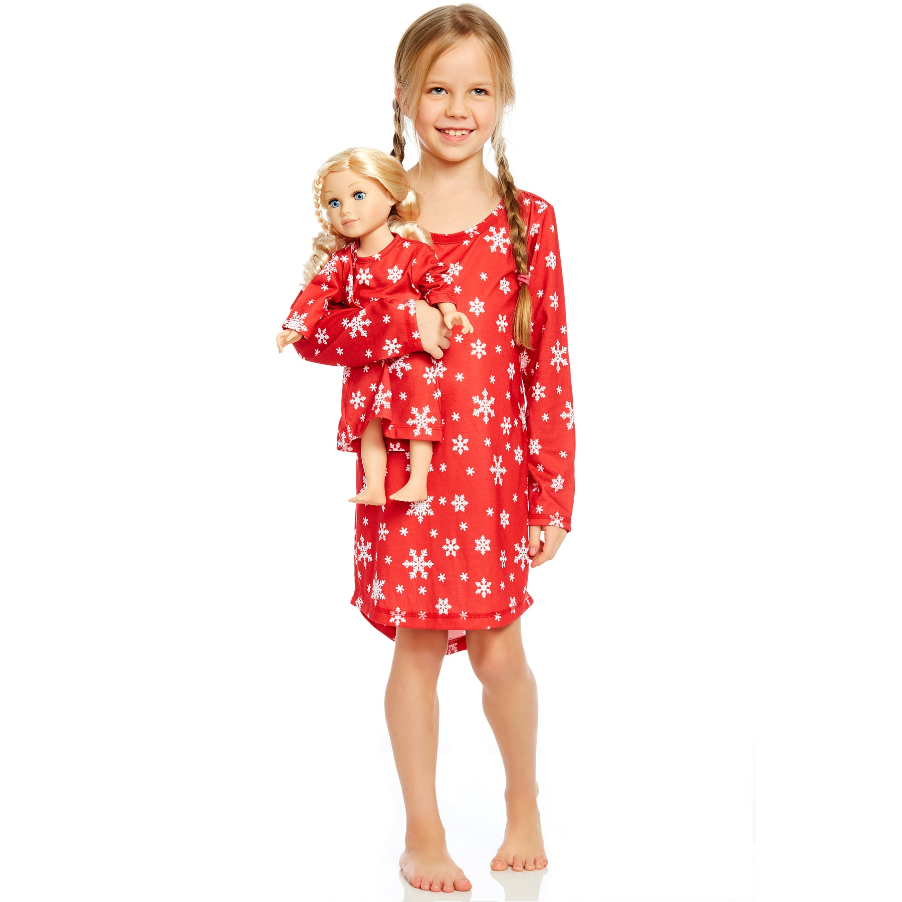 Christmas Girls and Matching Doll Nightgown Snowflake