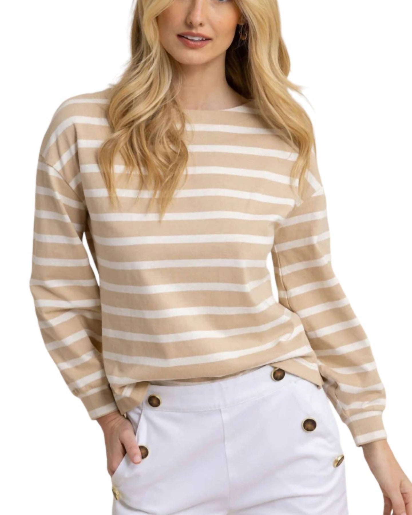 Zayla Striped Top In Irish Cream 7832124588092
