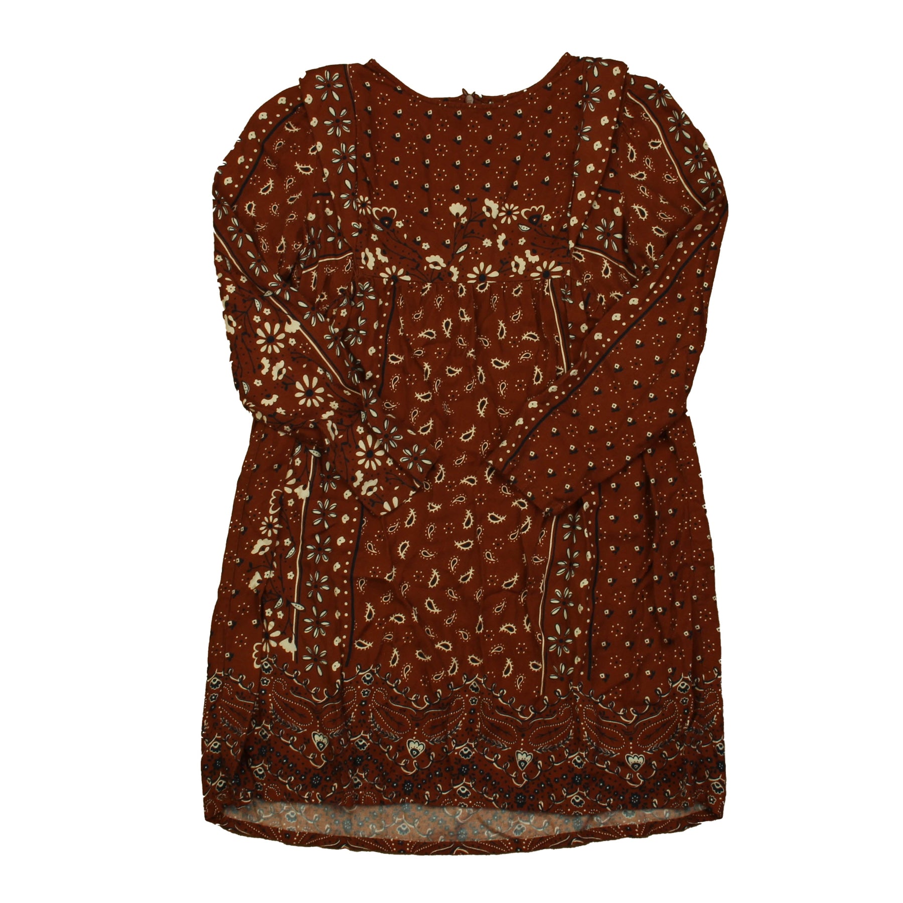 Zara Girls Brown Paisley Dress 7805832101948
