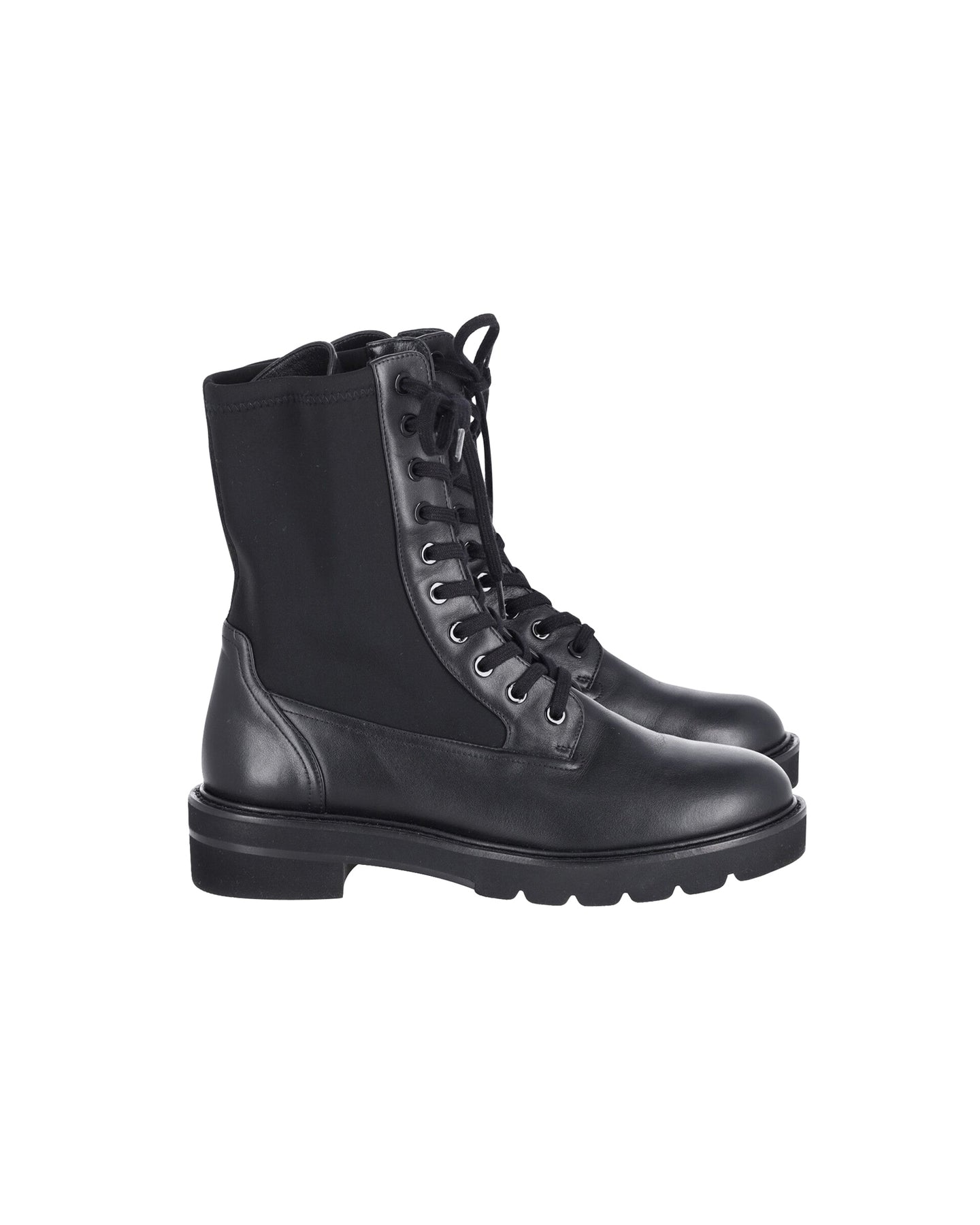 Stuart Weitzman Ande Lift Combat Boots in Black Leather