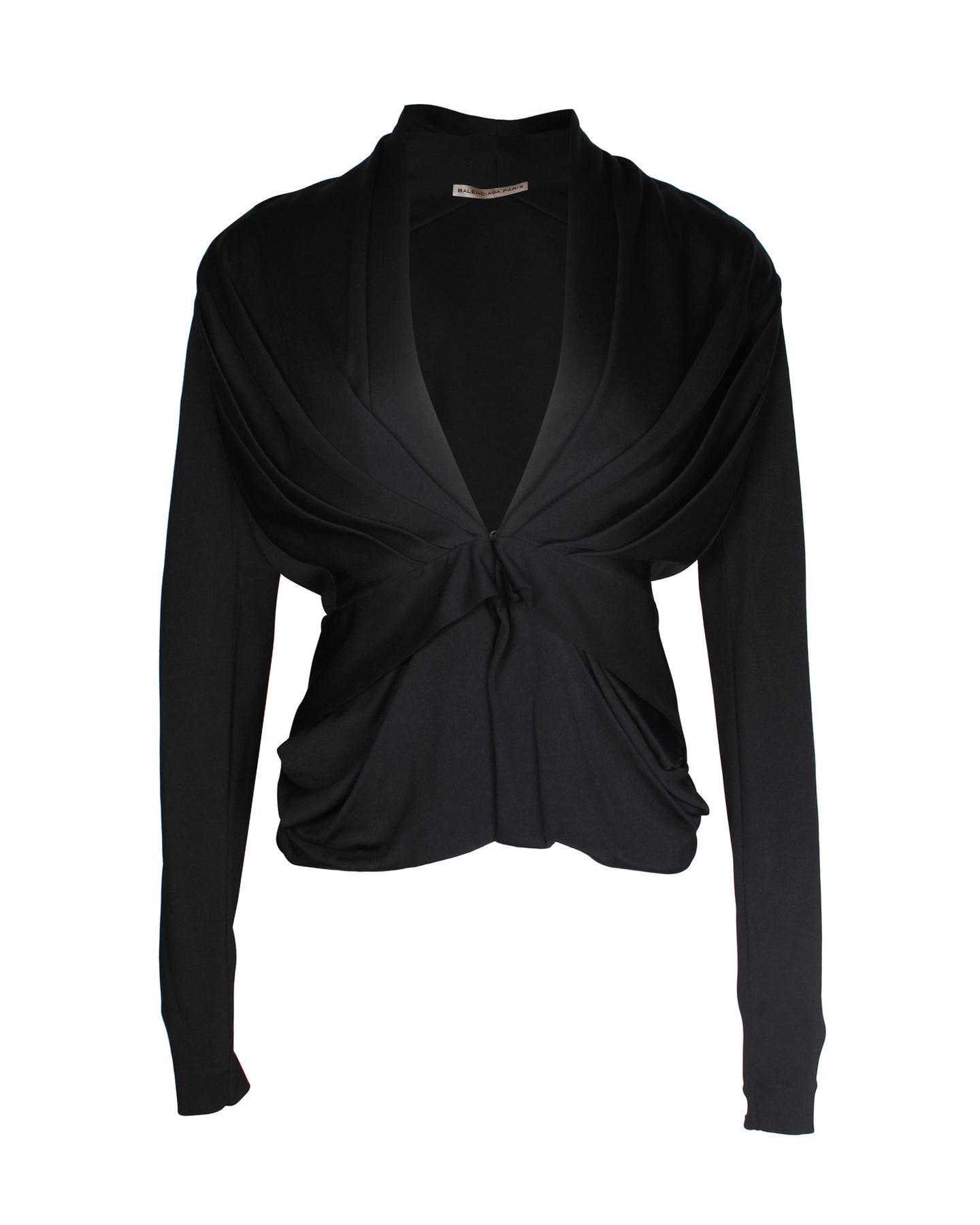Balenciaga 2009 Pleated Evening Jacket in Black Rayon 7703680221244