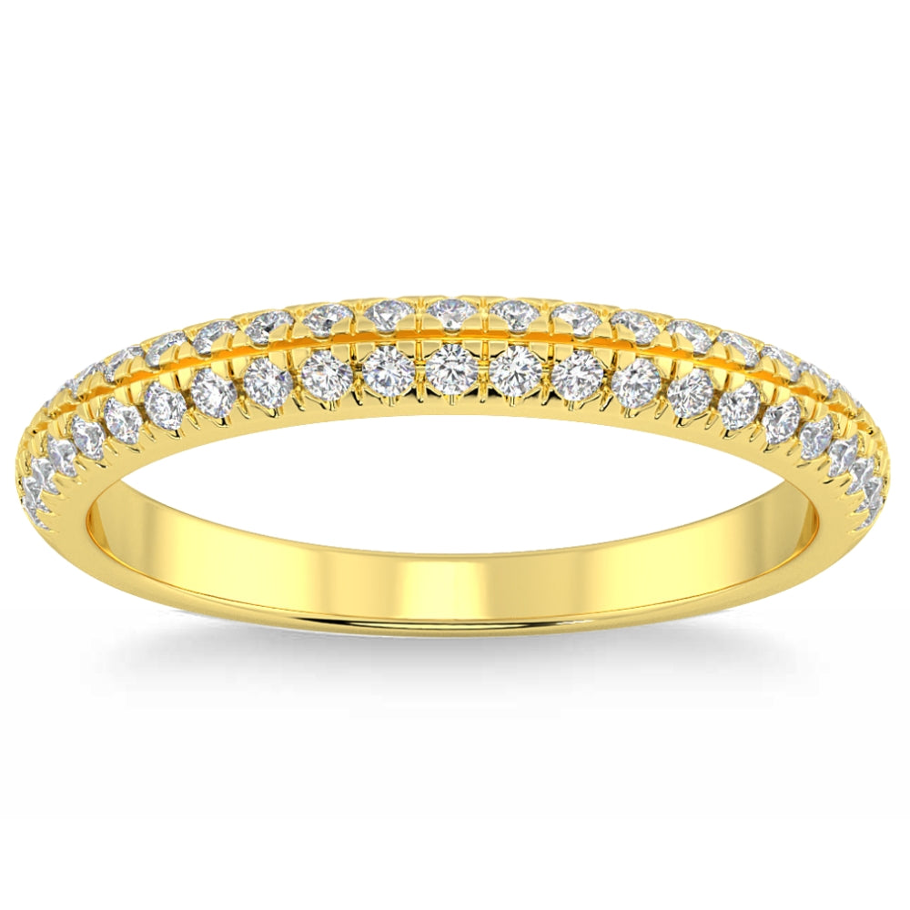 1/2Ct Pave Diamond Wedding Ring 14k Gold Stackable Band Lab Grown