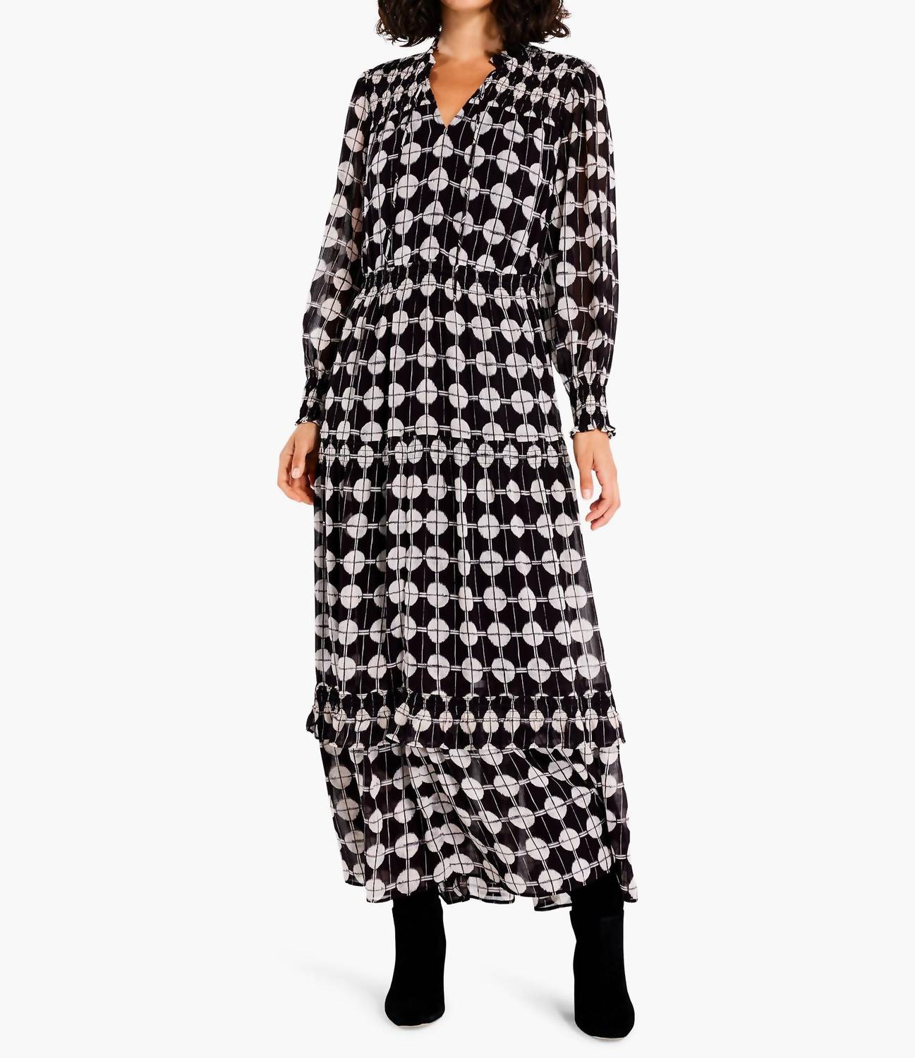 Chiffon Dot Dress In Black Multi 7803904458812