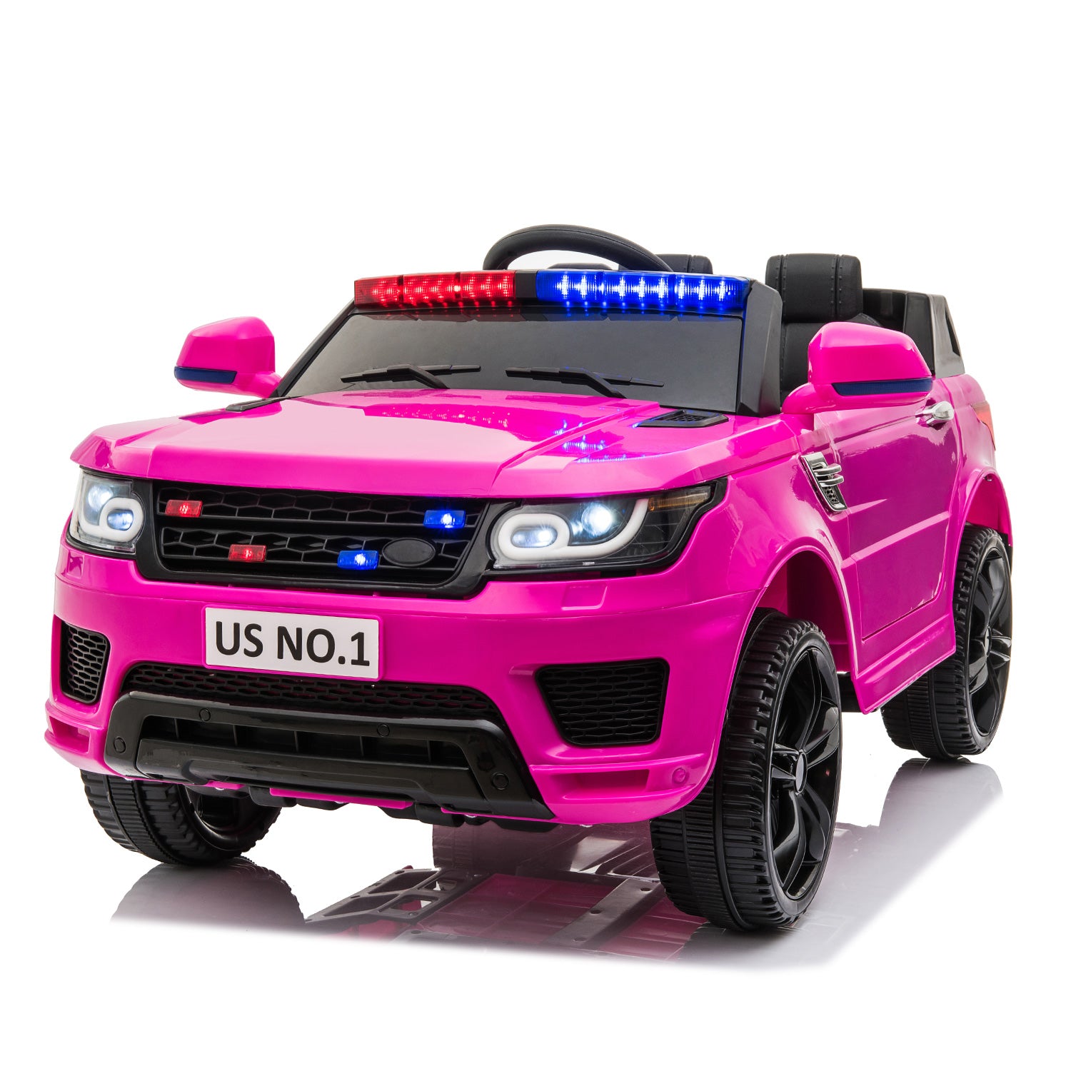 Streamdale Rose Red Police Ride-On SUV Toy for Kids Ages 3-8 with Megaphone 7832648056892