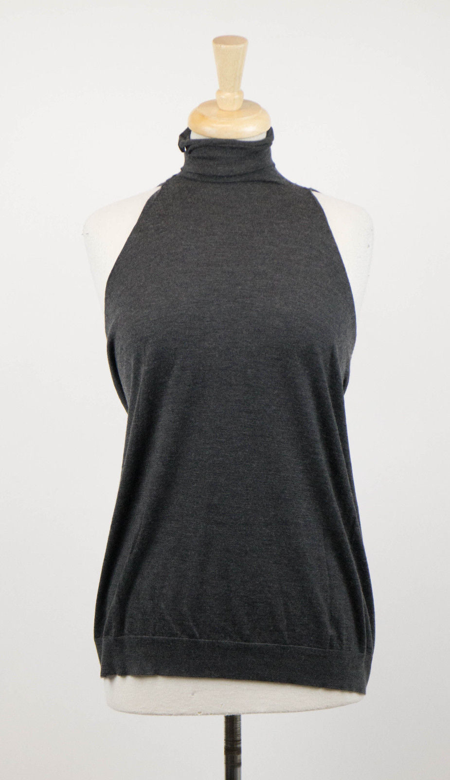 Gray Cashmere Blend Turtleneck Sweater Vest