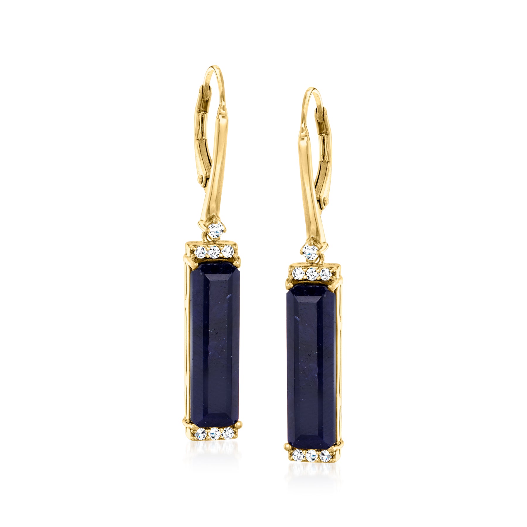 Ross-Simons Sapphire Drop Earrings With . White Topaz in 18kt Gold Over Sterling