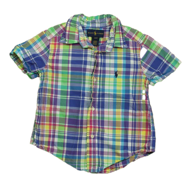 Ralph Lauren Boys Blue | Yellow | Green Plaid Button Down Short Sleeve 7805935288380