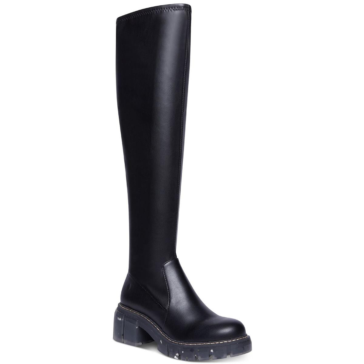 Rosaliaa Faux Leather Chunky Knee-High Boots