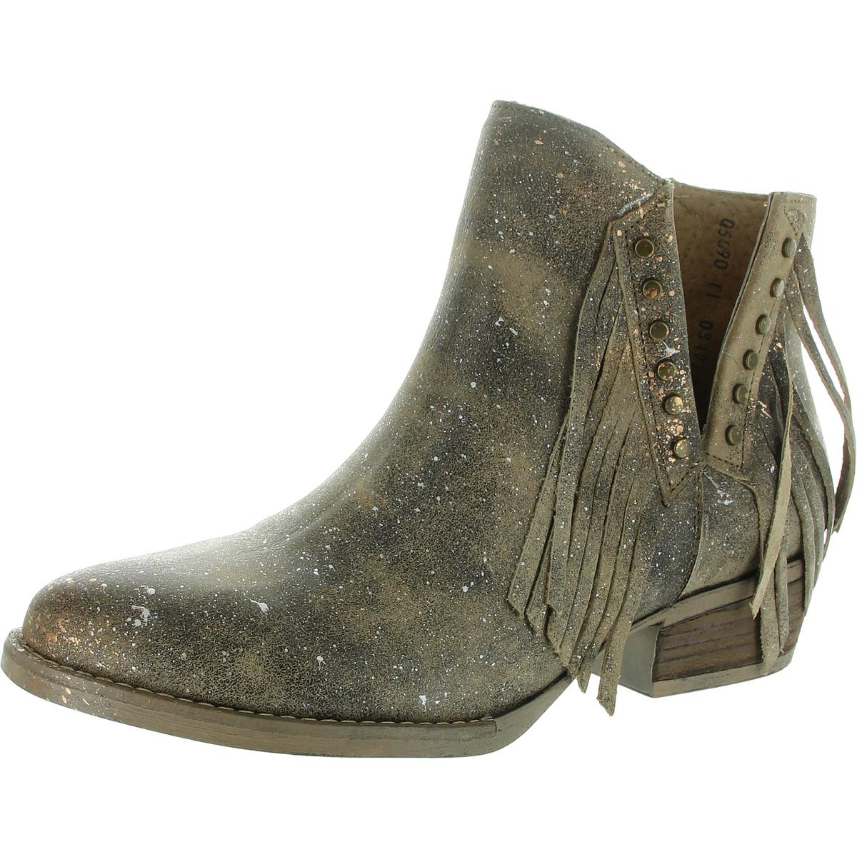 Fringe Leather Ankle Boots