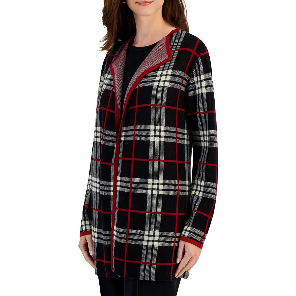 Glen Plaid Cotton Stretch Cardigan Sweater