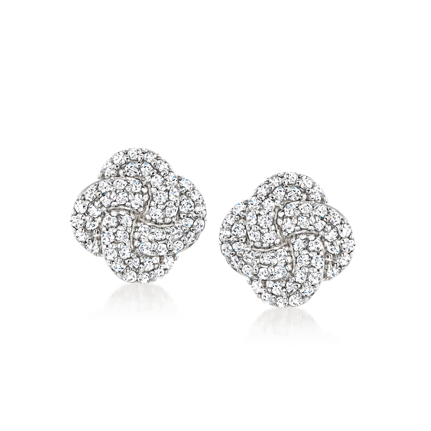 Ross-Simons Diamond Love Knot Earrings in Sterling Silver