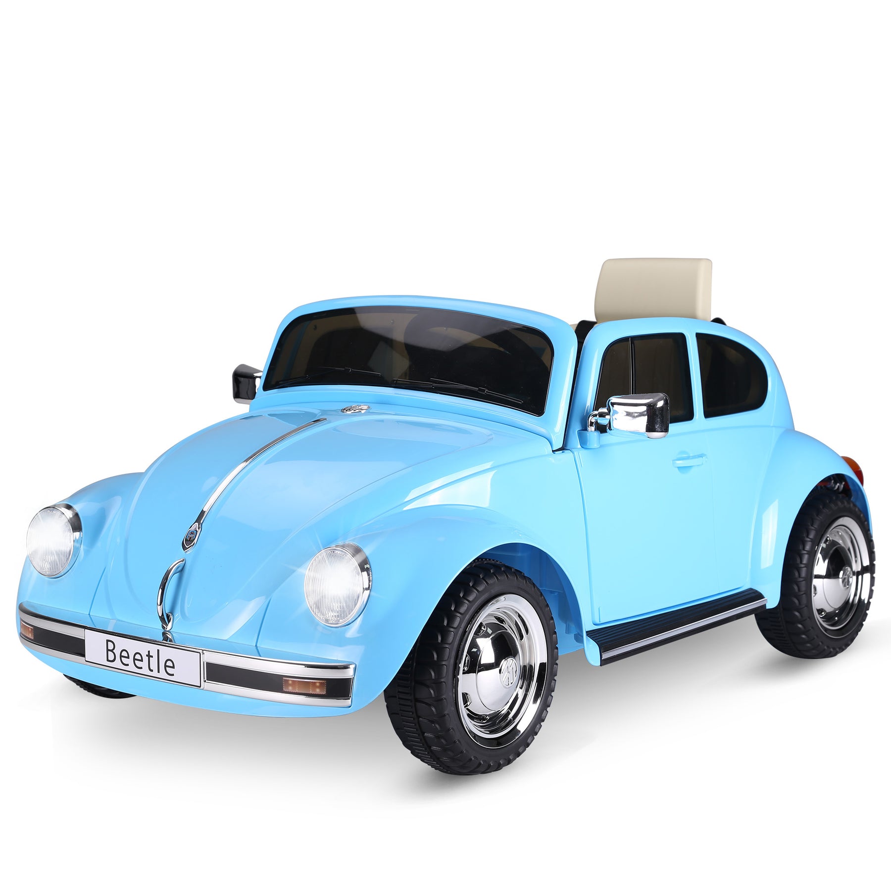 Streamdale Licensed Volkswagen Beetle Electric Kids Ride-On Car 6V Battery Powered Toy with Remote Control Music Horn Lights MP3 for 3-6 Years Old Blue 7832651464764