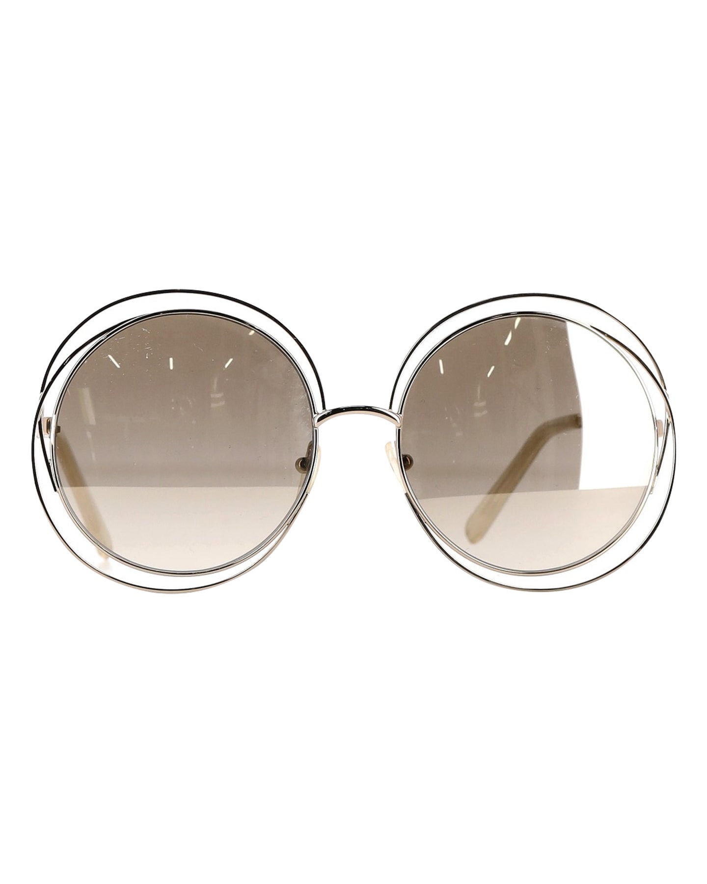Chloé Carlina Round Sunglasses in Silver Metal