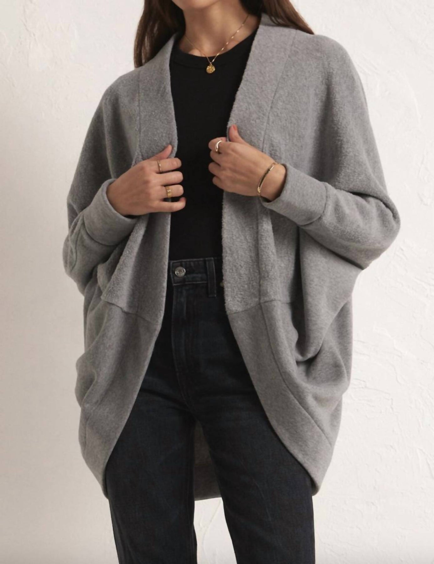 Commuter Fleece Cardigan In Grey