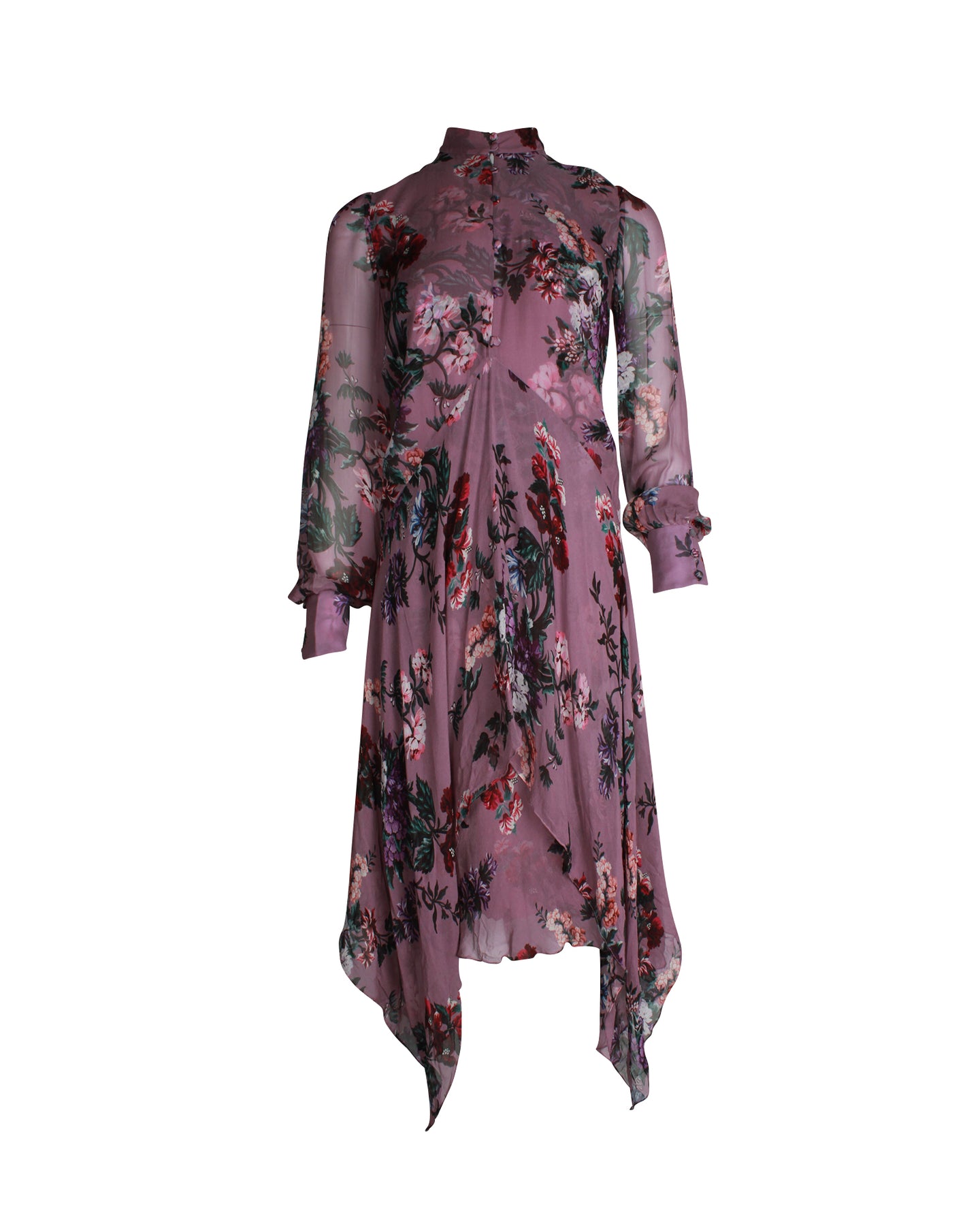 Erdem Kaylah Floral-Print Midi Dress in Purple Silk 7703706009660