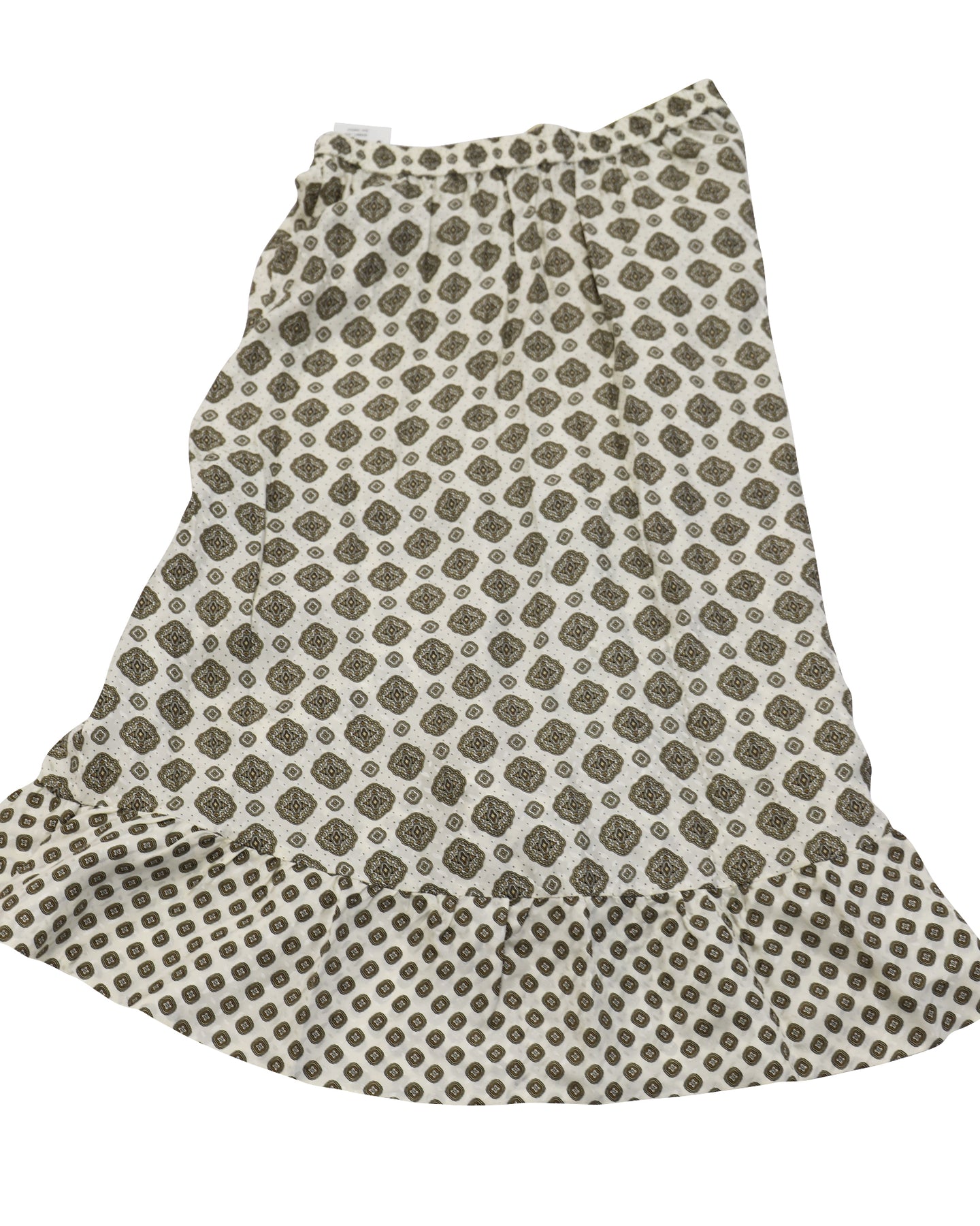 Michael Kors Asymmetrical Ruffled Jacquard Midi Skirt in Ivory Silk 7764995080252