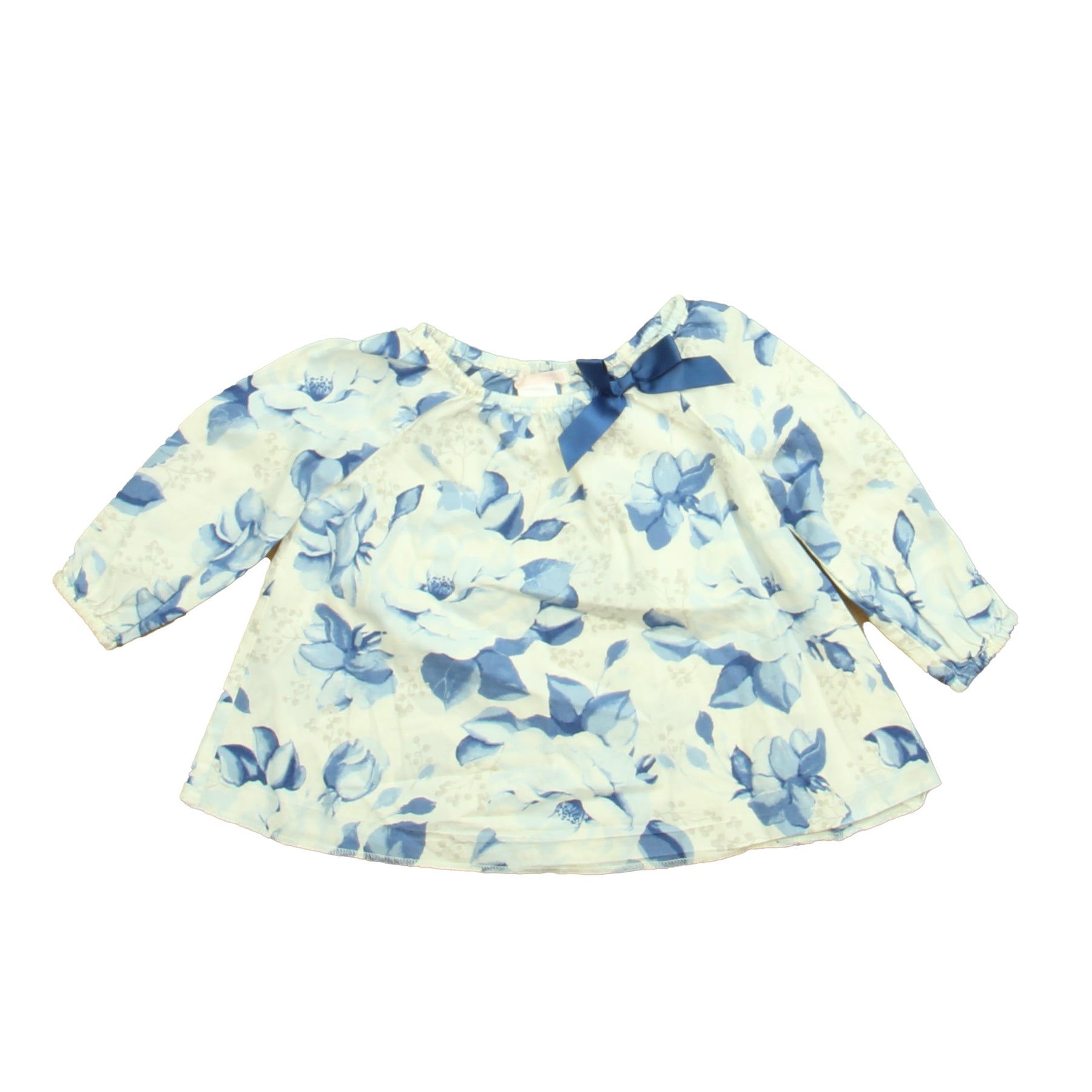 Janie and Jack Girls Blue | White Floral Blouse 7805930963004