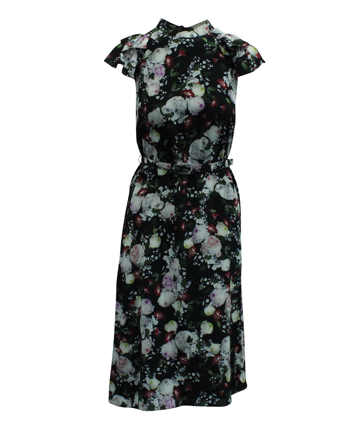 Erdem Floral Fitted Dress in Black Silk 7703705878588