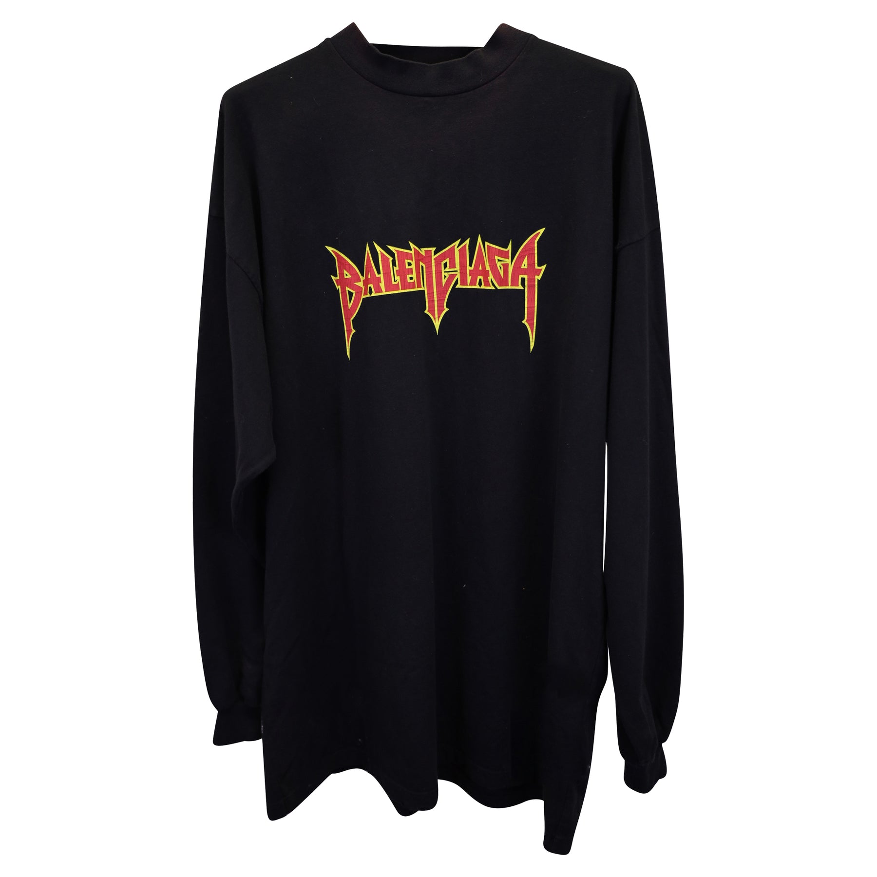 Balenciaga Metal Logo Distressed Sweatshirt in Black Cotton 7733752037436