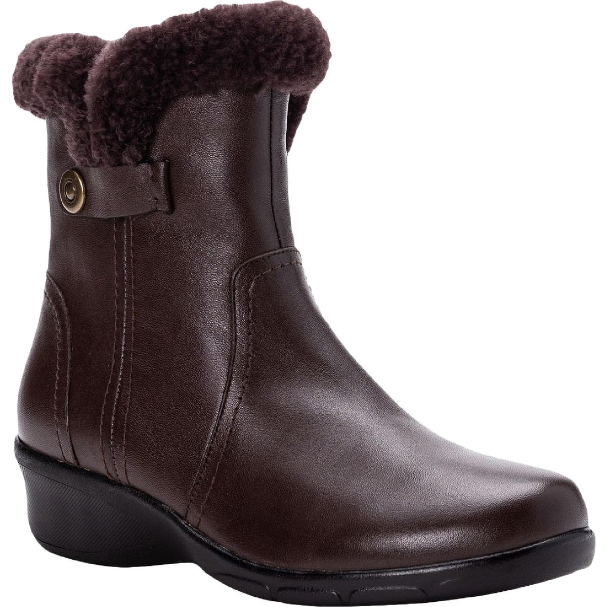 Waylynn Leather Mid Wedge Ankle Boots