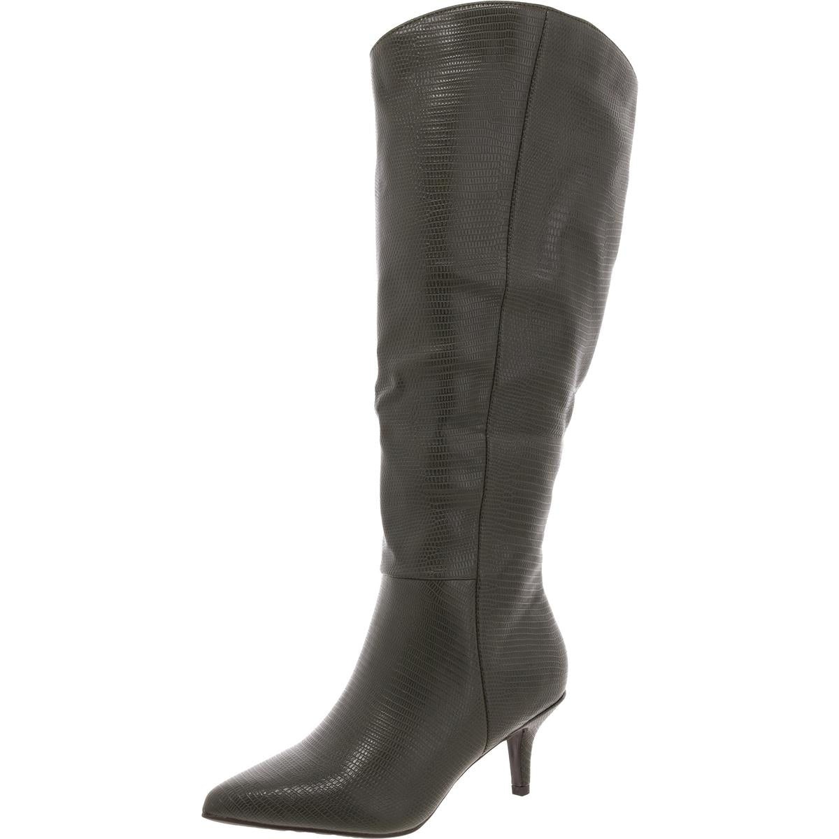Estrella Solid Faux Leather Knee-High Boots