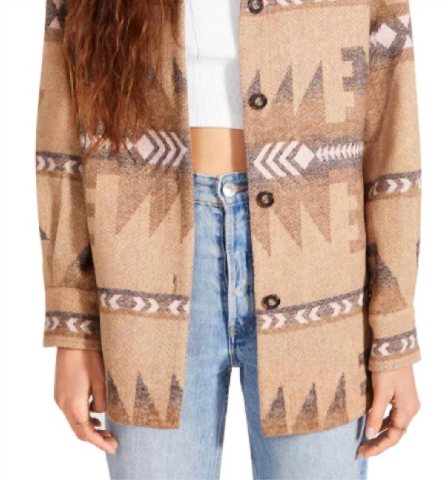 Big Sky Shacket In Nutmeg