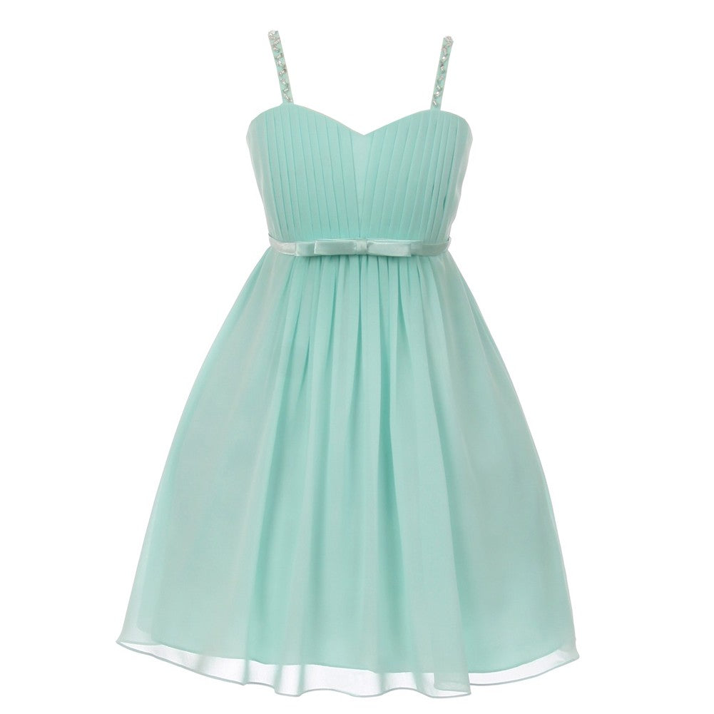 Little Girls Jade Sequin Bead Chiffon Flower Girl Dress 4-6