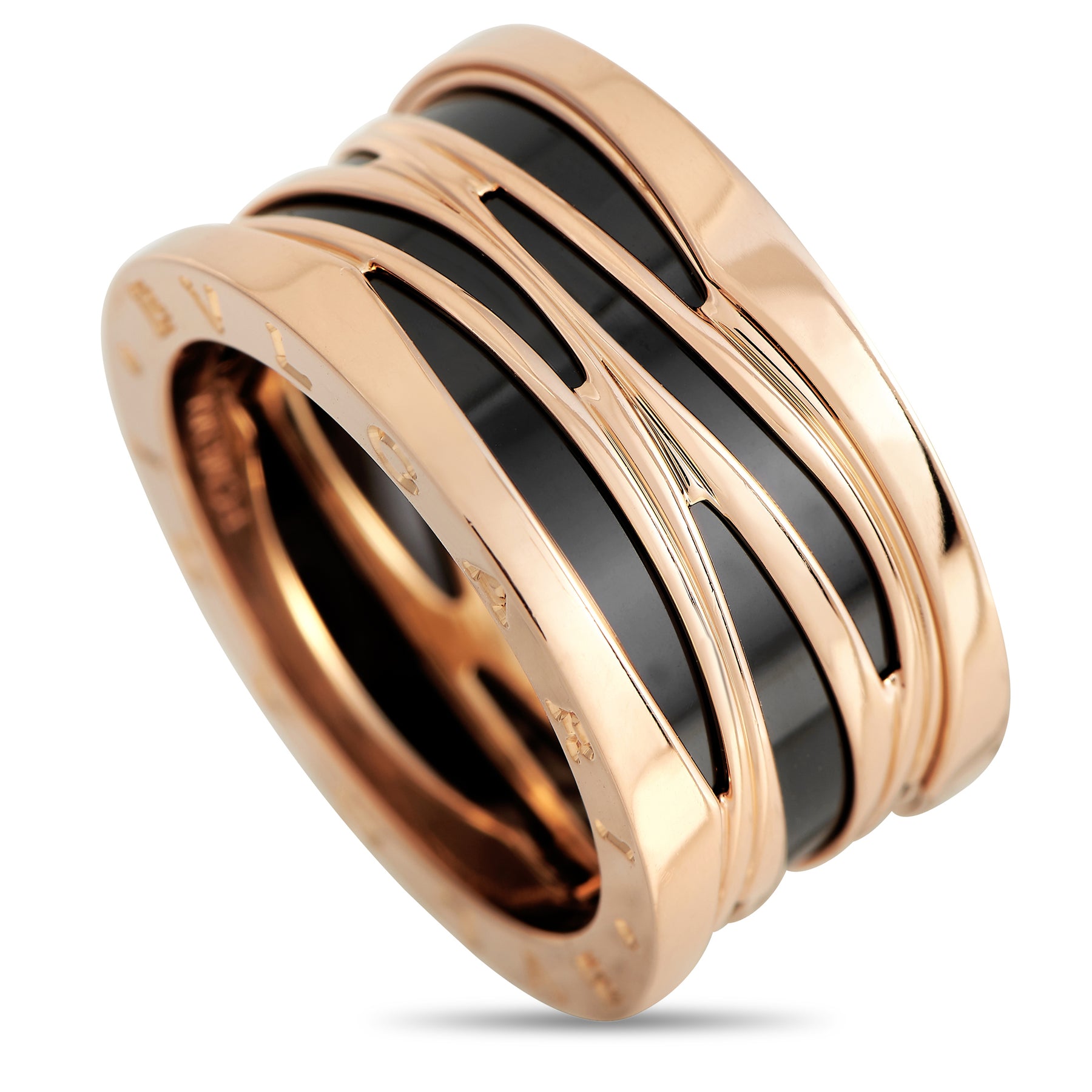 Bvlgari B.zero1 18K Rose Gold Ceramic Band Ring BV02-020824